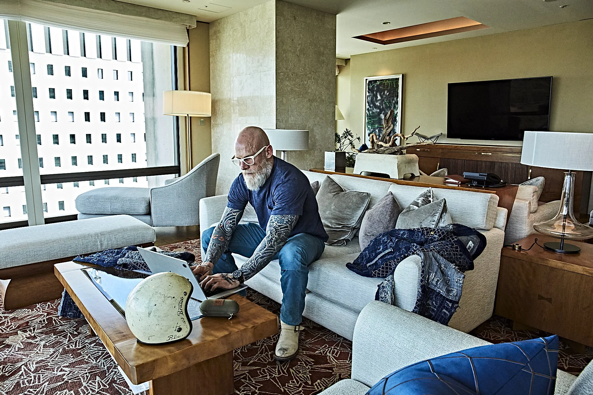 Black Bear Brand OCEAN Blue Distressed Corduroy