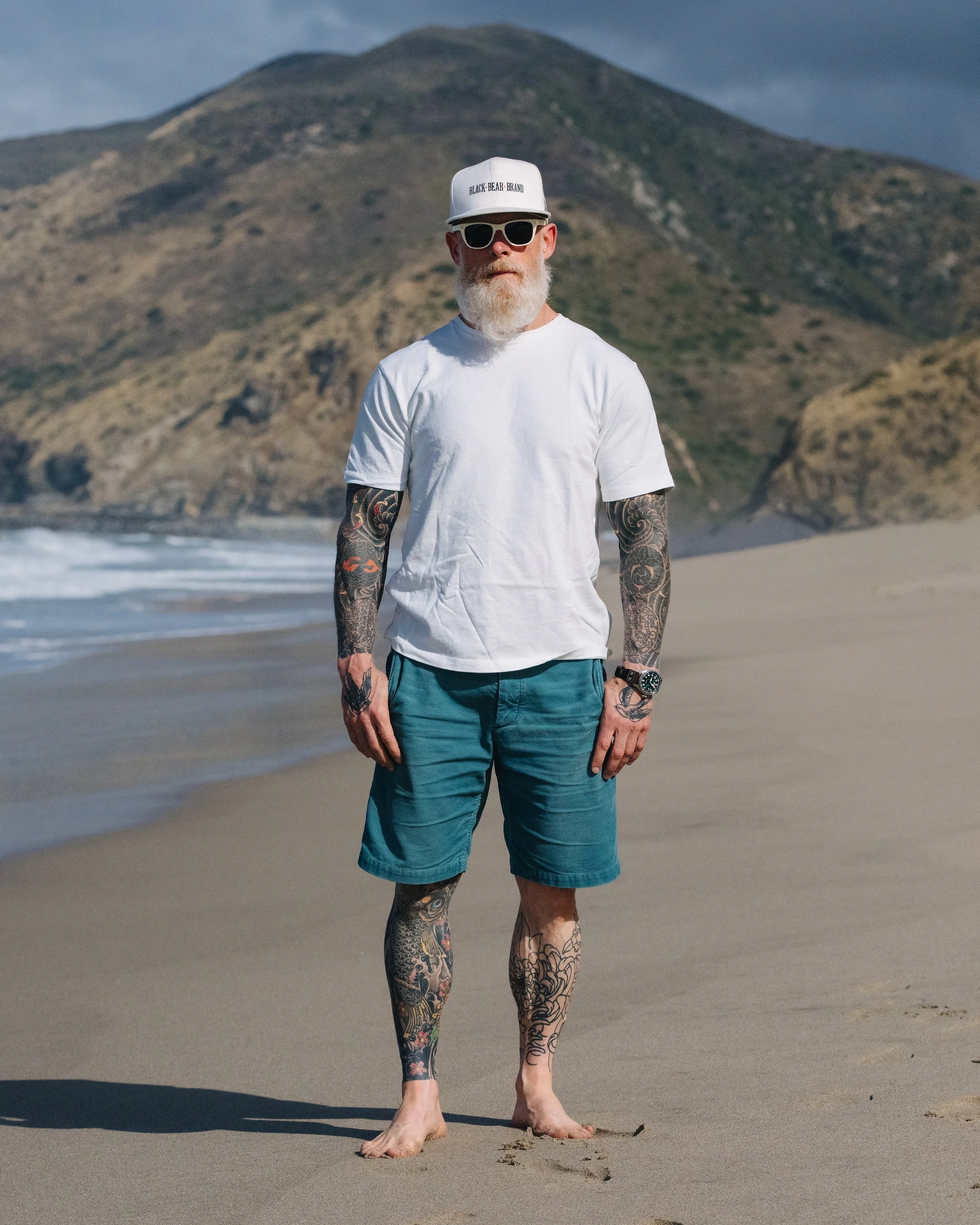 Josh's Distressed Black Bear Brand Corduroy Short