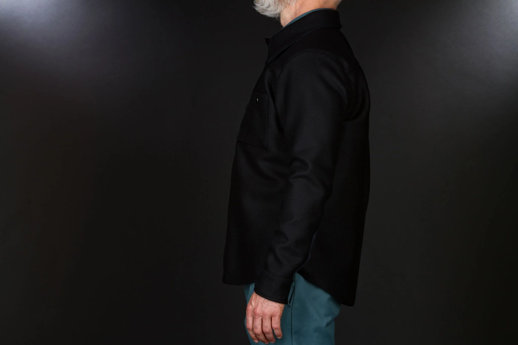 Black Bear Brand Black Wool Shirt Jacket