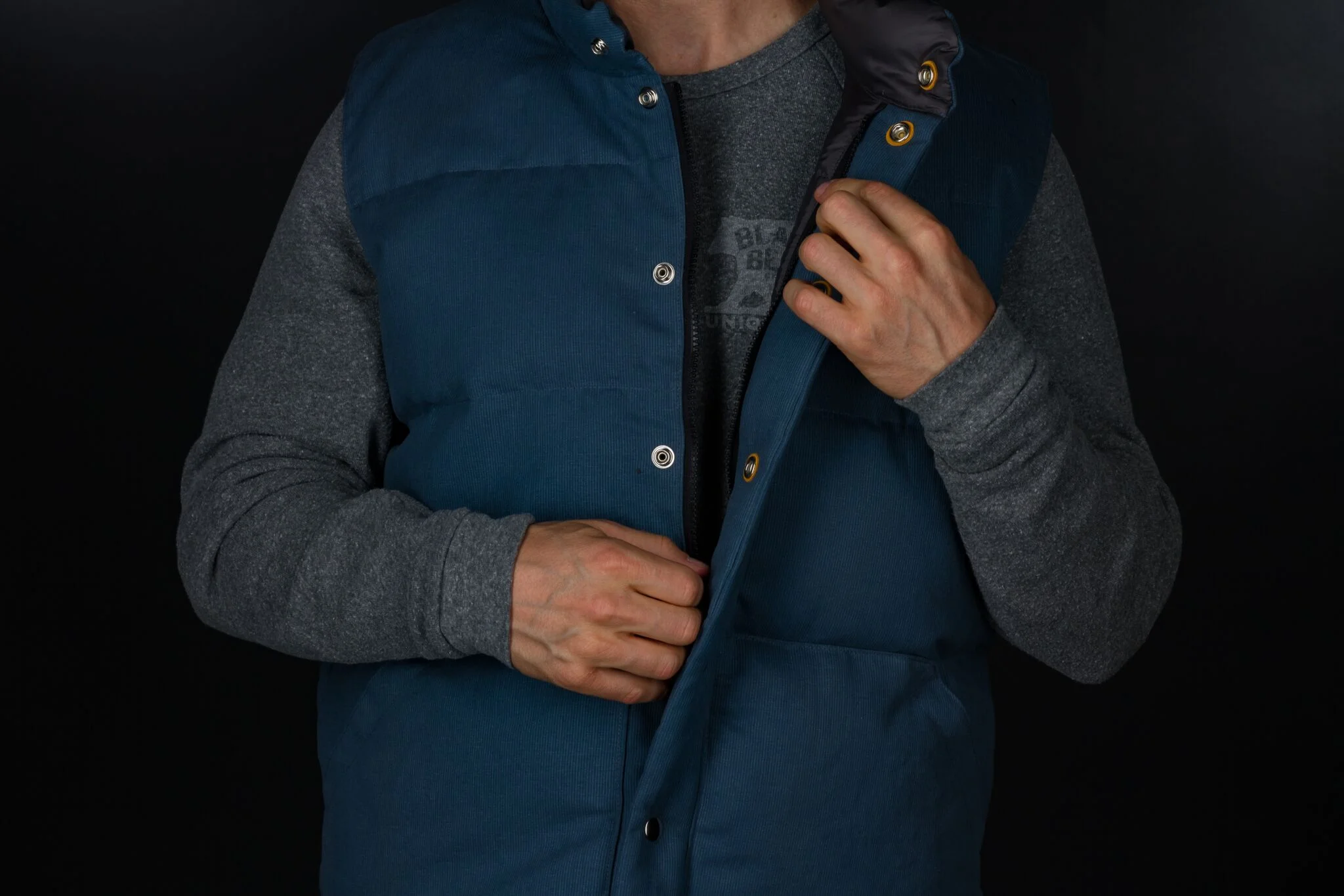 Black Bear Brand Stone Blue Corduroy Down Vest