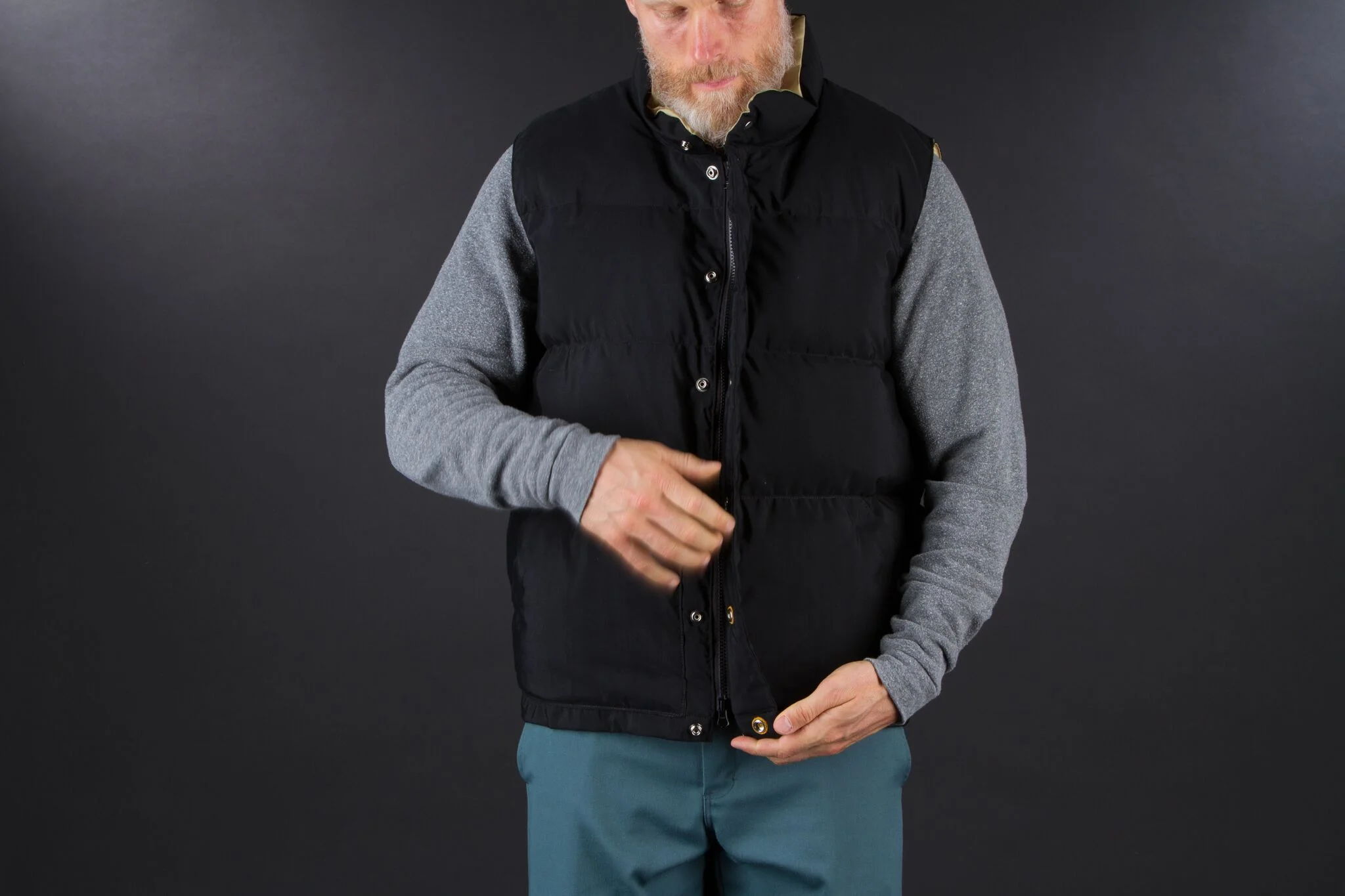 Black Bear Brand Black with Khaki Down Vest