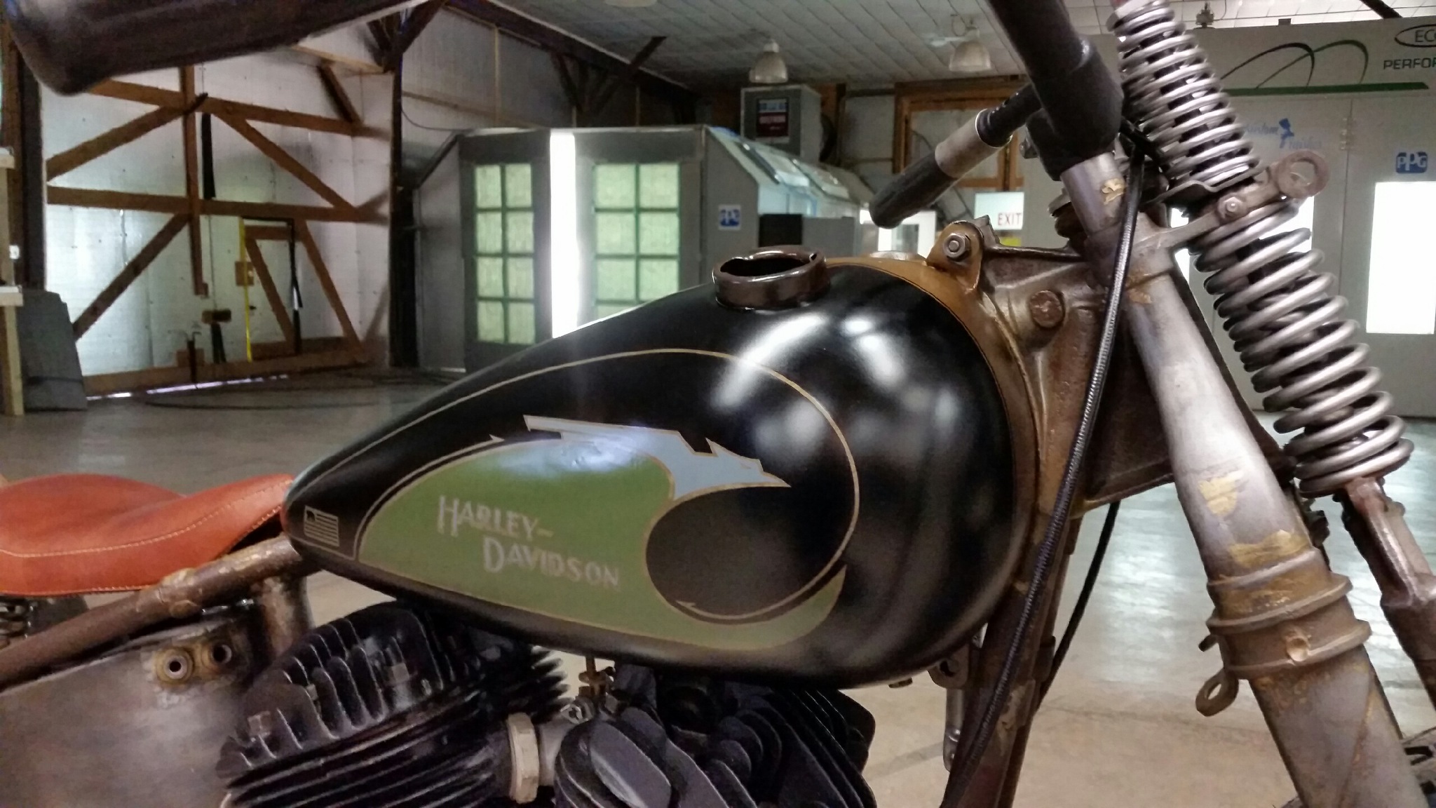 the Black Bear Brand Harley-Davidson 1937 TROG bike tanks