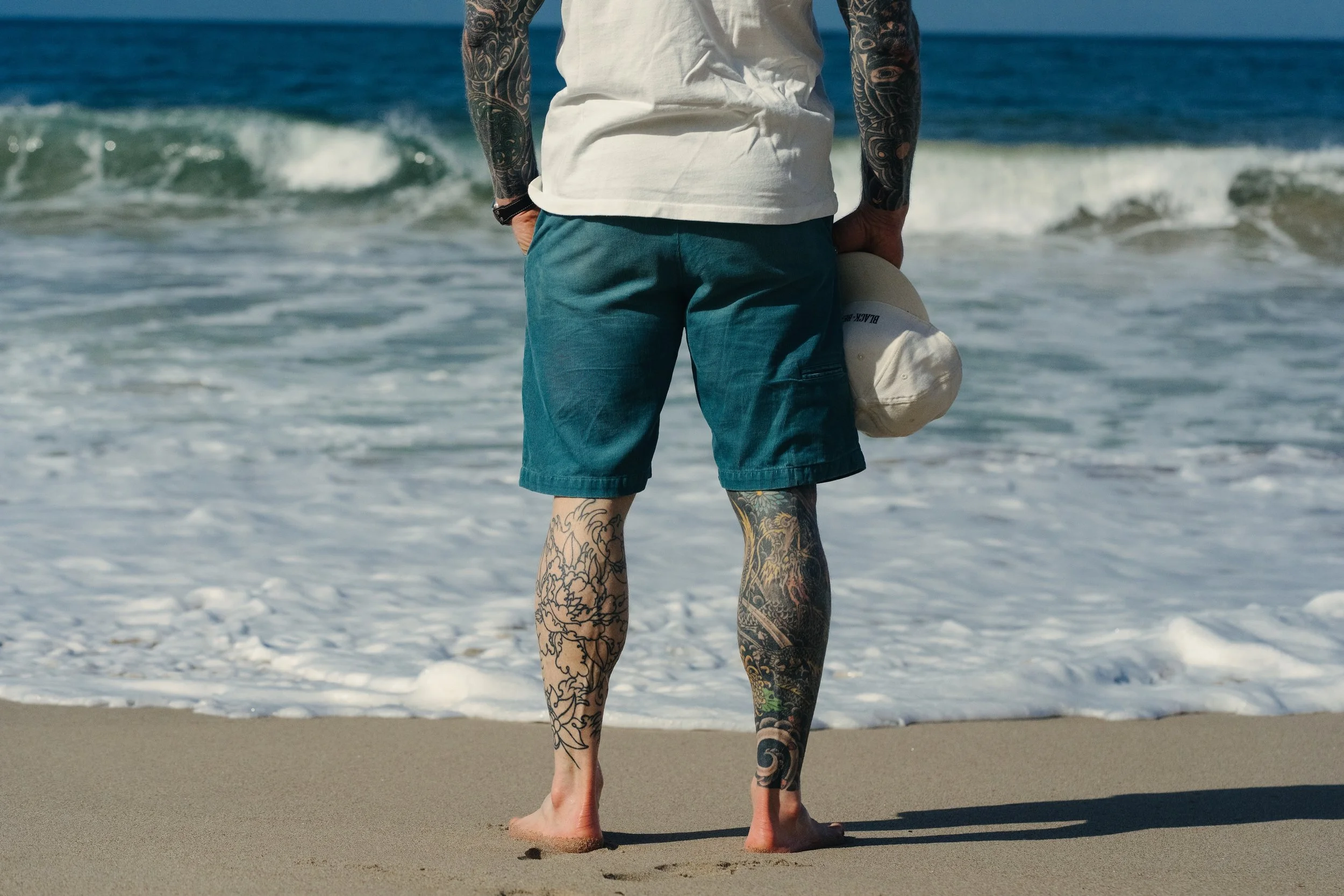 Josh's Distressed Black Bear Brand Corduroy Short