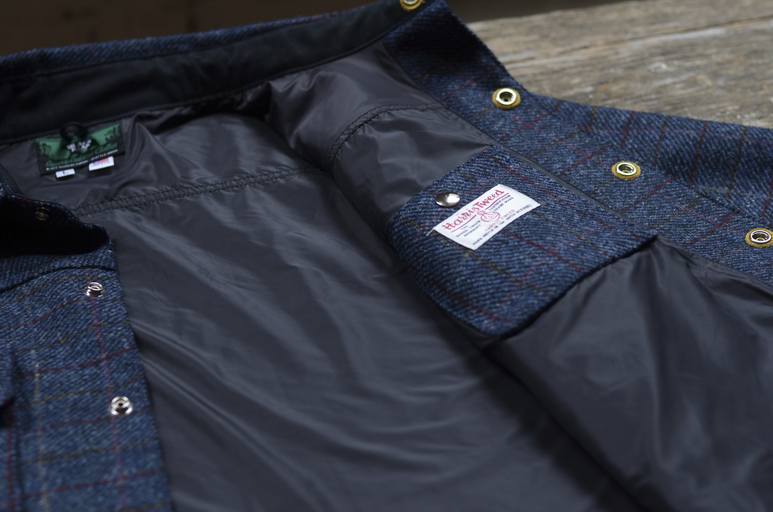 Black Bear Brand shirt jacket in Harris Tweed