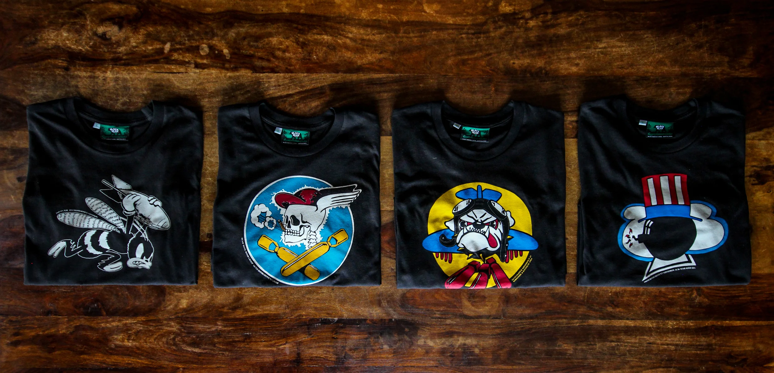 Copy of bomber artwork tee shirts by Black Bear Brand
