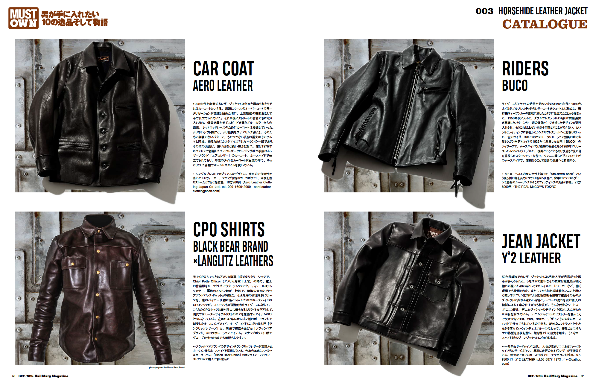 Black Bear Brand horsehide jacket in Hail Mary Magazine