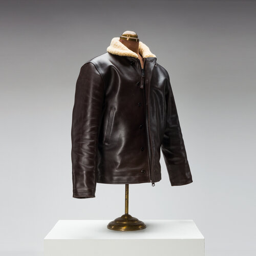 Buffalo Jackson Trading Co. Limited Edition Shearling Leather Bomber Jacket | Brown - S