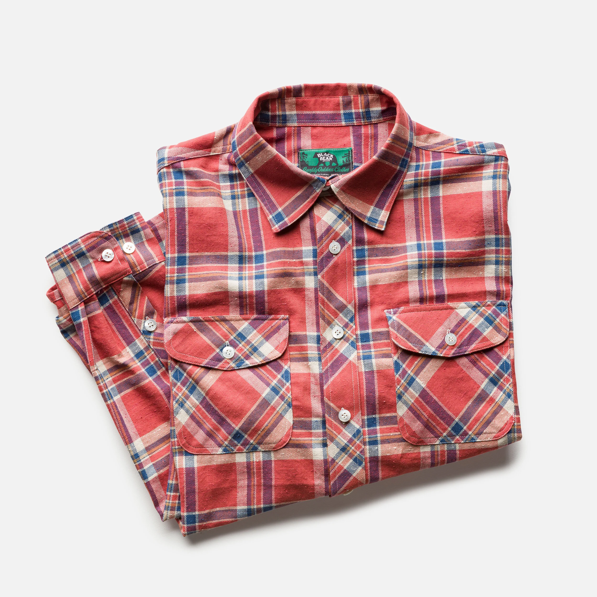 RED Distressed Plaid Button-Up Shirt 