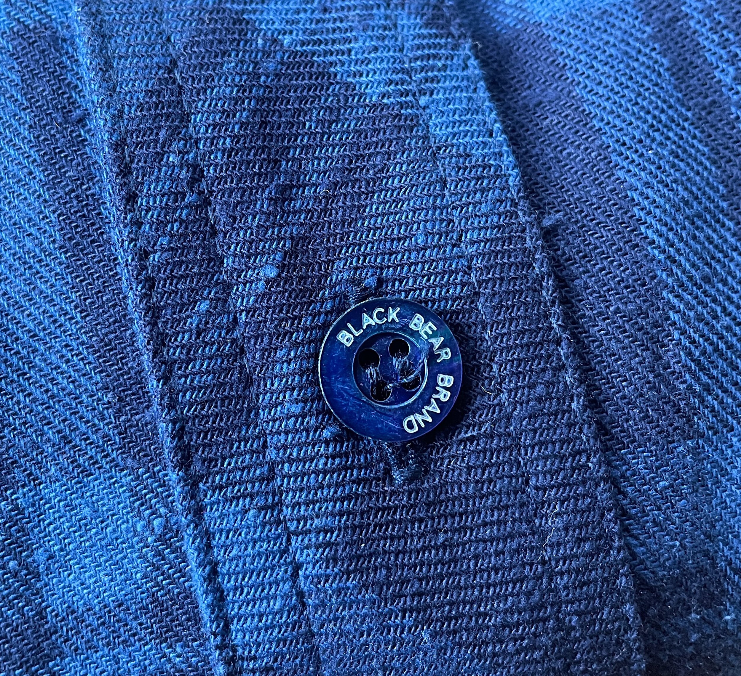 black bear brand plaid blue button shirt