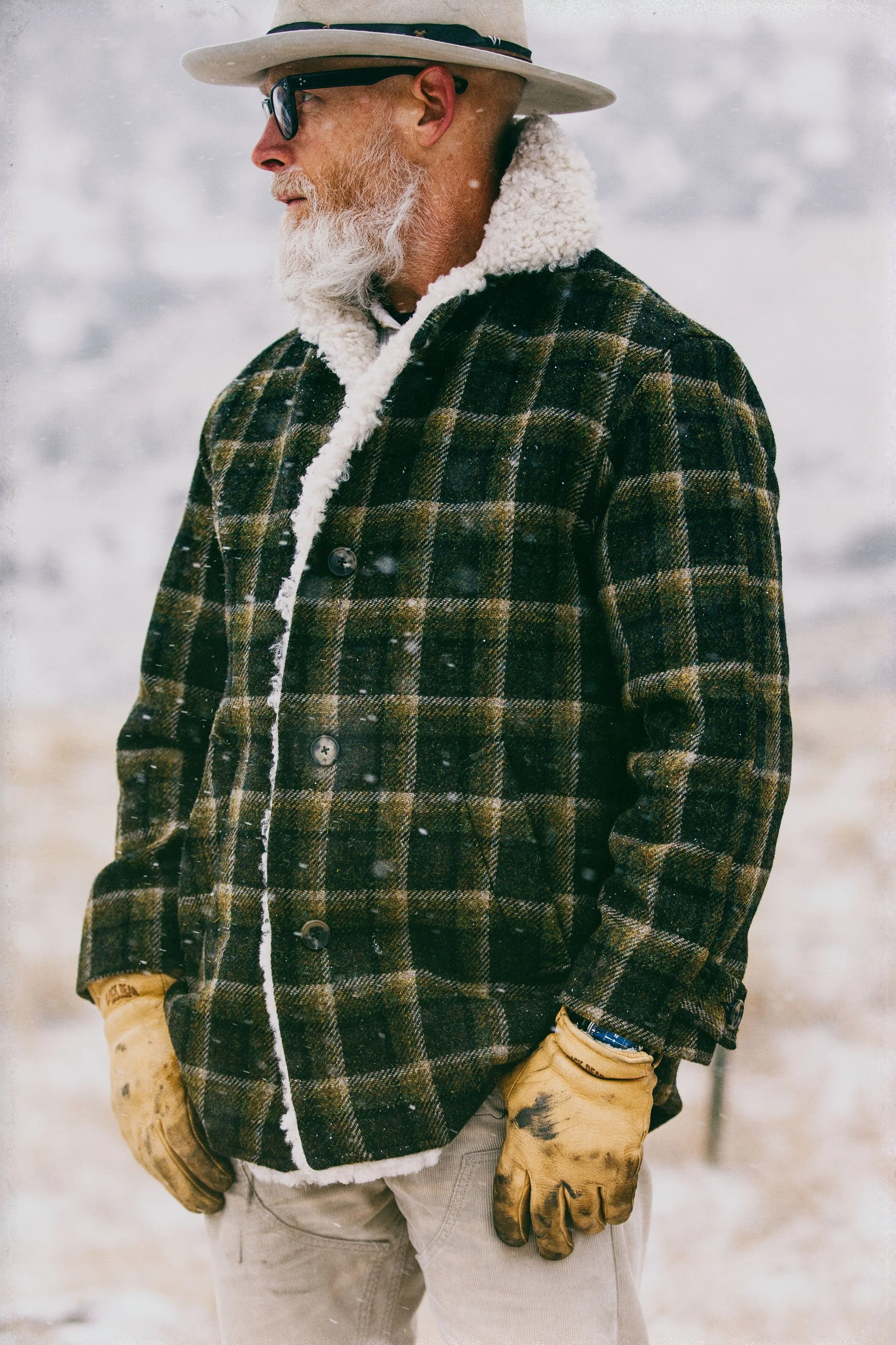 Black Bear Brand Evergreen &amp; Pearl Sheepskin CAR COAT 