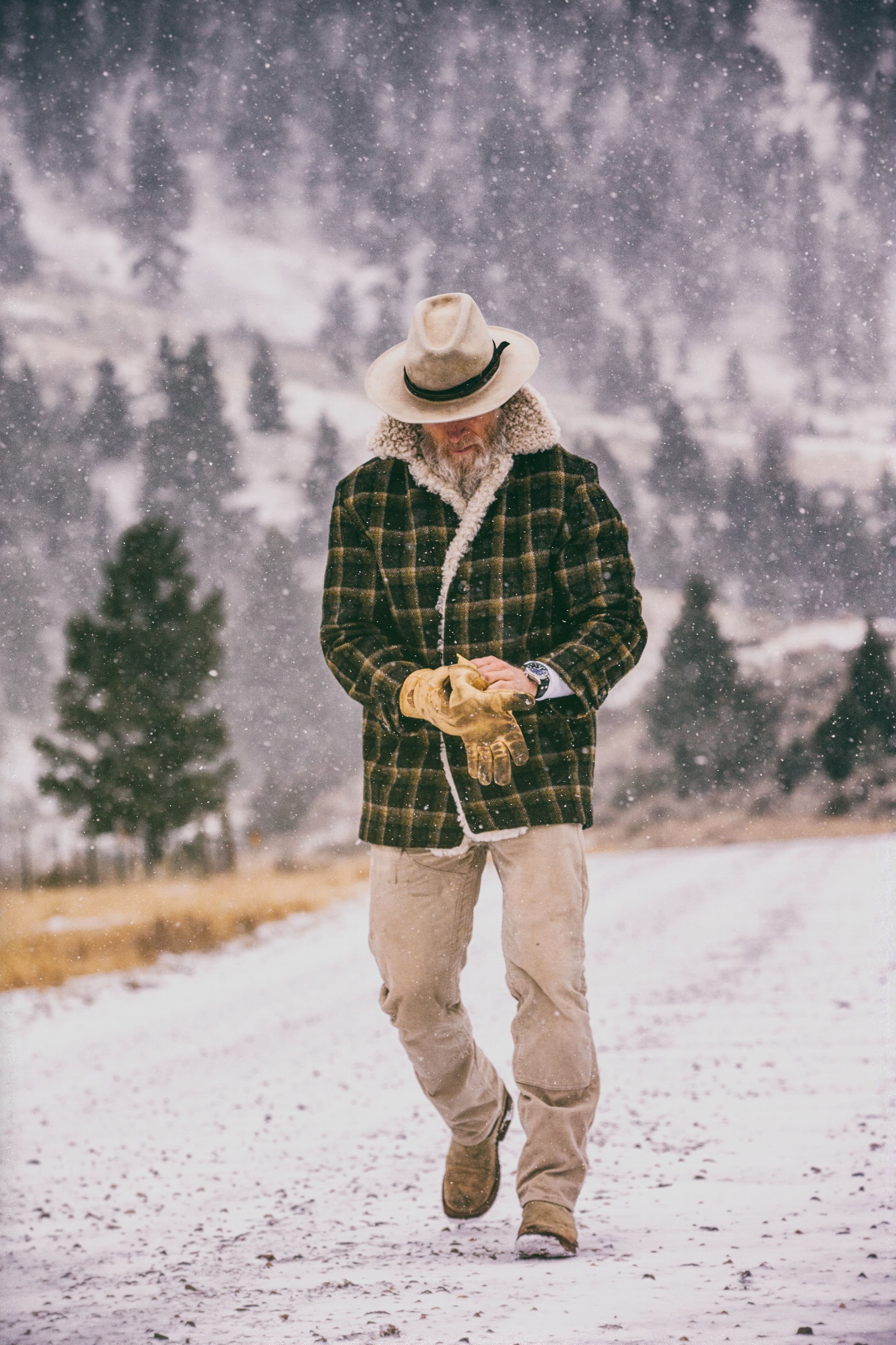 Black Bear Brand Evergreen &amp; Pearl Sheepskin CAR COAT