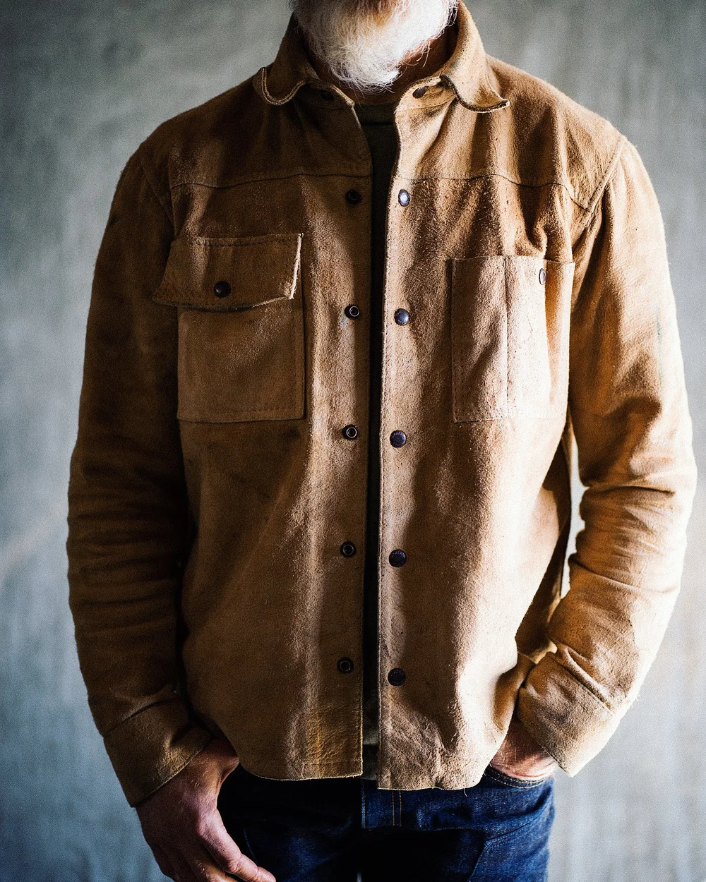 Natural Horsehide Rough-Out Western Overshirt | Black Bear Brand