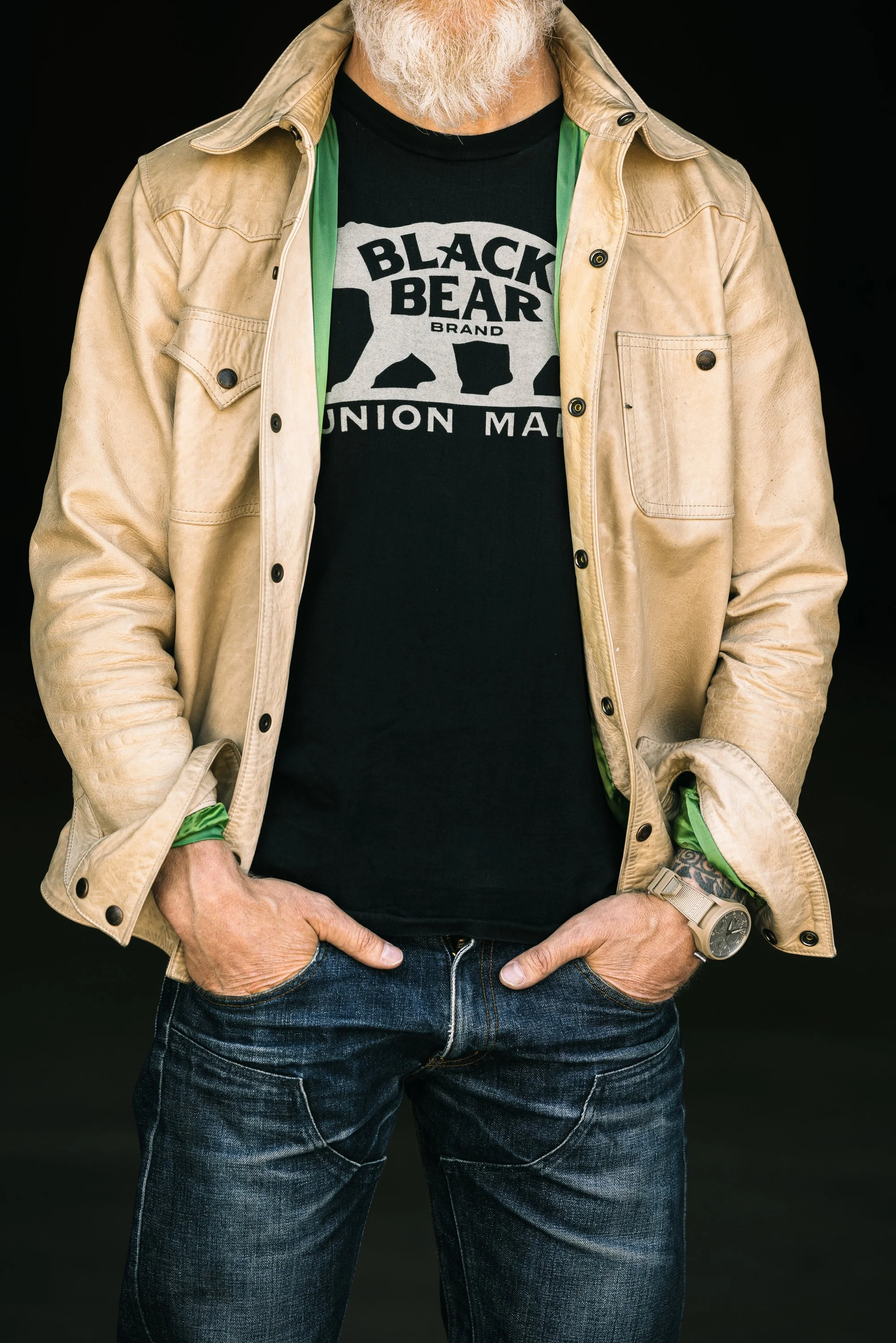 Black Bear Brand jacket worn by John Dutton Jacket on Yellowstone, the ultimate leather jacket, made in the USA with the finest Horween leather. leather jacket craftsmanship at the highest level