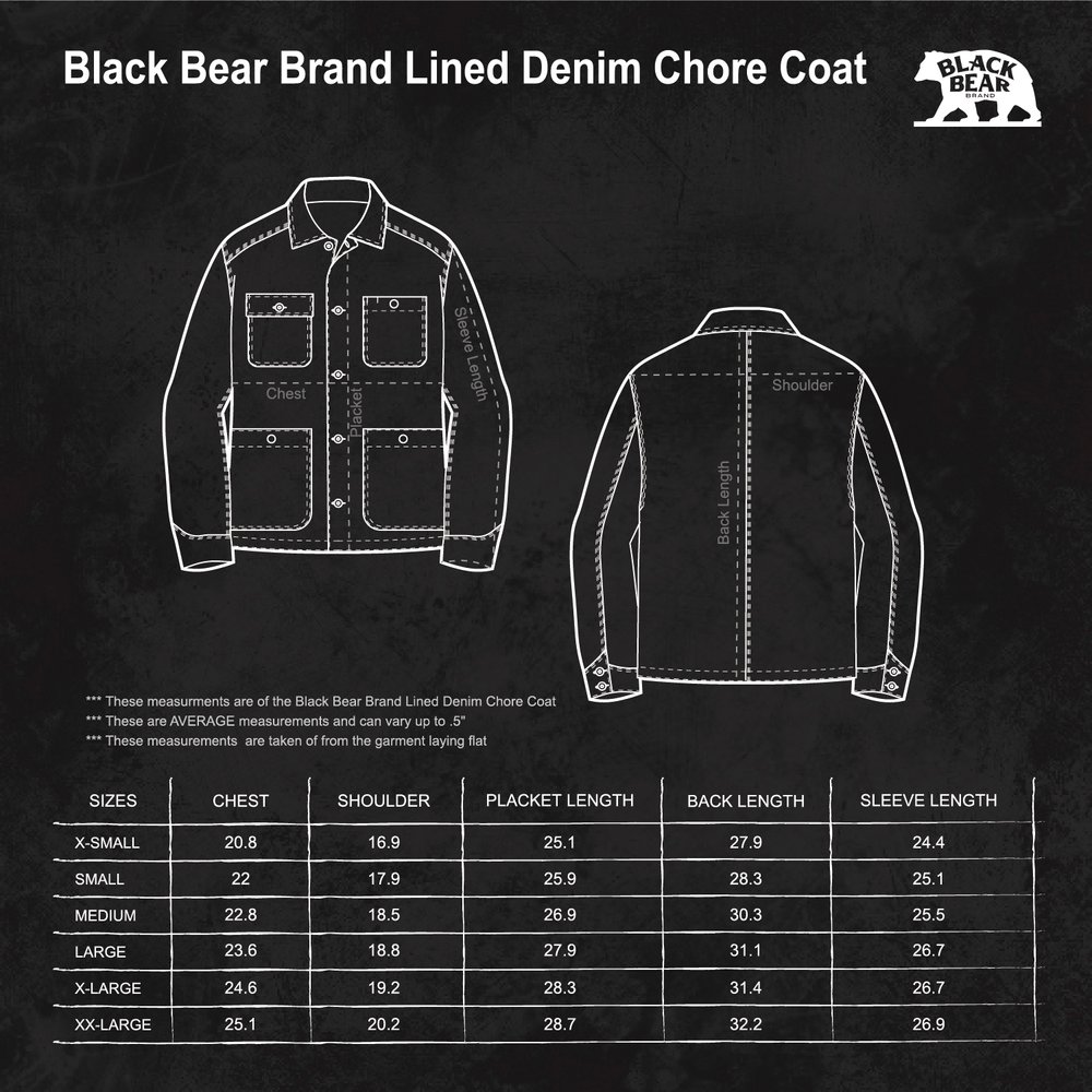 Black Bear Brand WINTER Washed Denim Chore Coat — Black Bear Brand