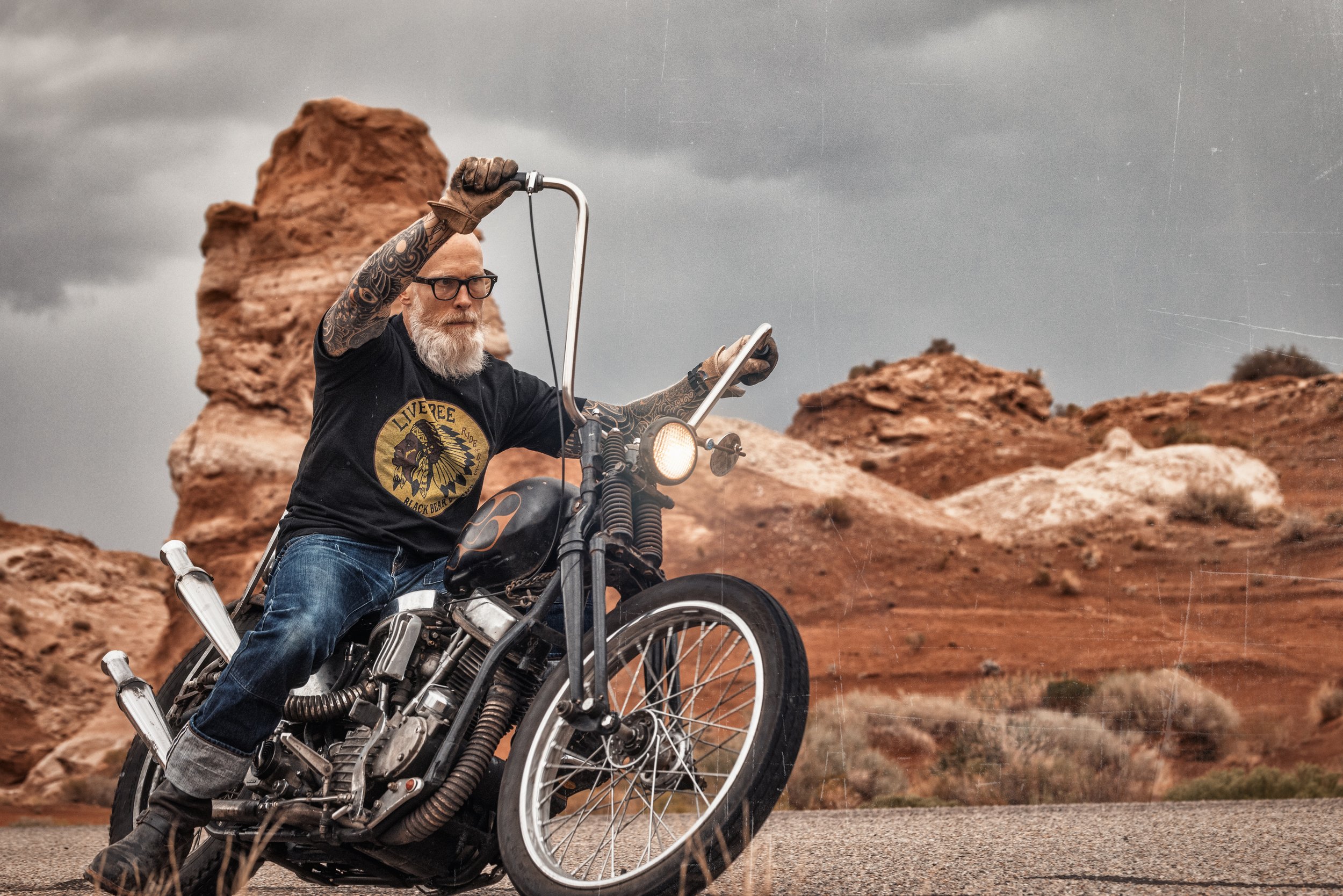    Riding into the Wild West with the King of Cool 🏍️👑. Join us on an epic adventure as Black Bear Brand cruises on the most badass chopper, decked out in denim and rocking the ultimate t-shirt. 🤘 #BornToRide #WildWestAdventures #ChopperLife #King