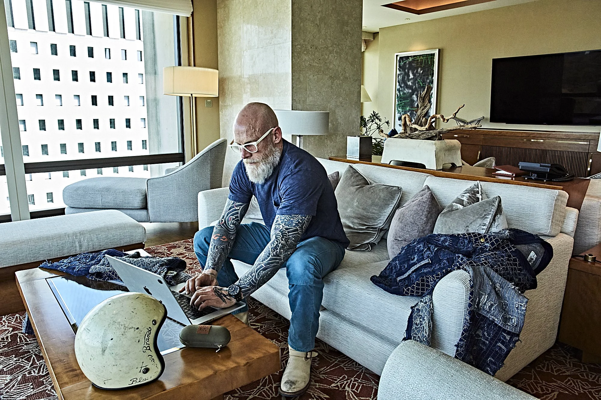 Black Bear Brand OCEAN Blue Distressed Corduroy