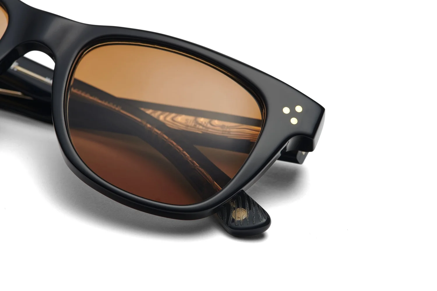 Salt Stylish Black and Gold Sunglasses Salt Optics Madison Black Sand Honey Gold Oval Browline  main image 3