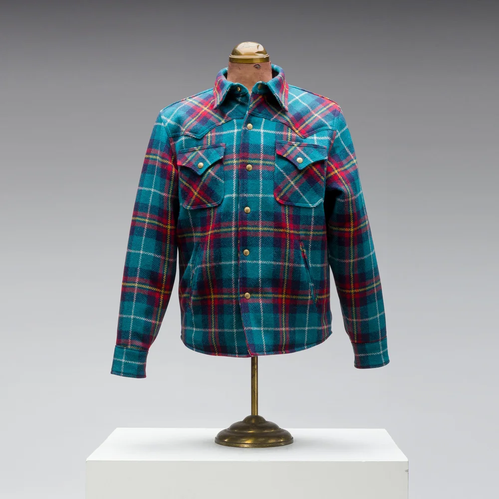 Harris Tweed Psychedelic BLUE Tartan WOOL Western Jacket (with 