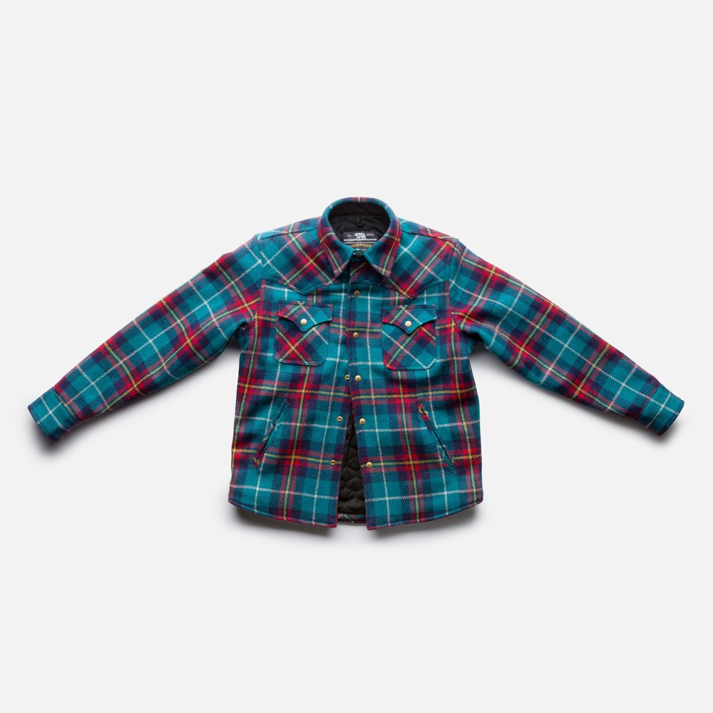 Harris Tweed Psychedelic BLUE Tartan WOOL Western Jacket (with 