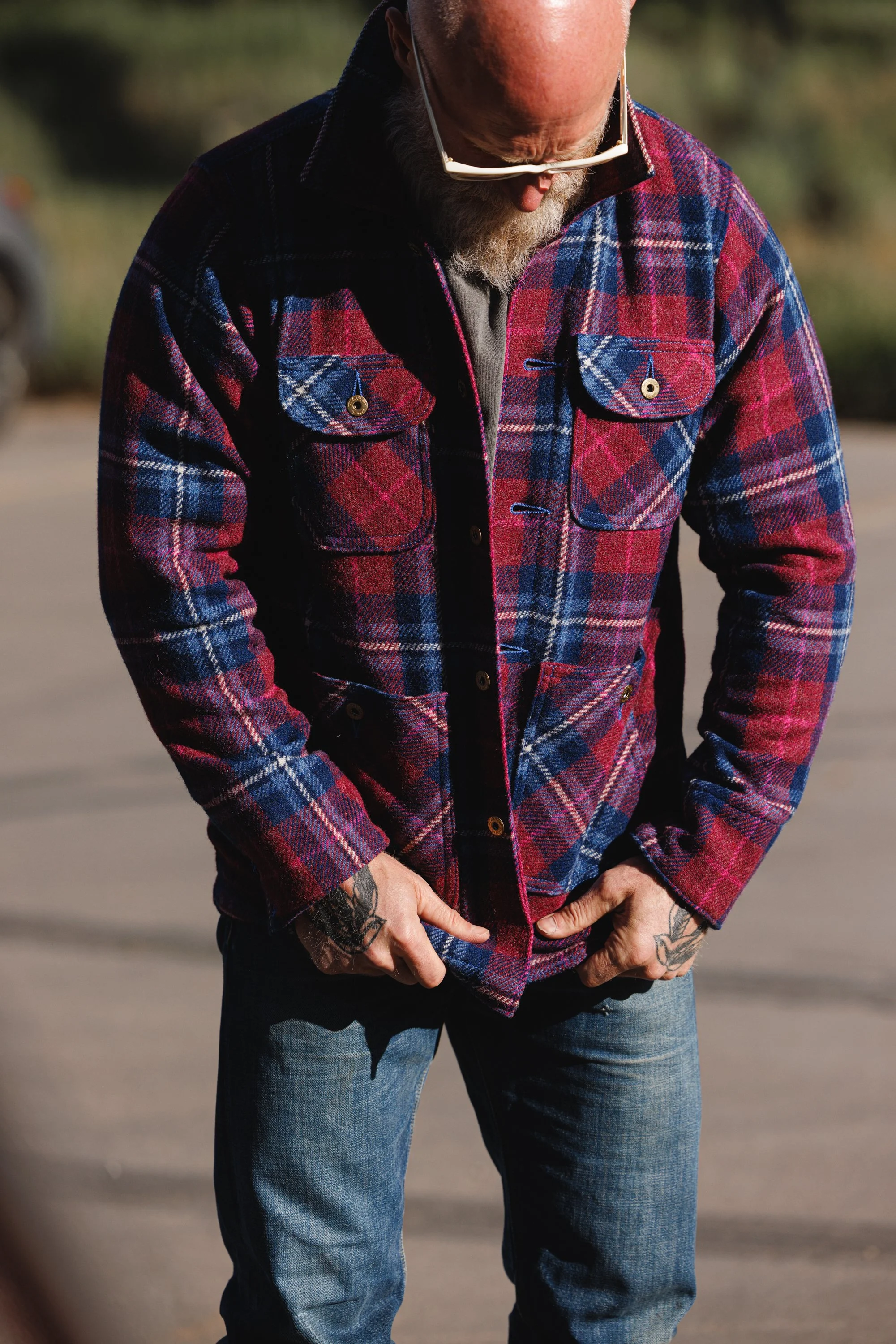 Black Bear Brand ULTIMATE WOOL Chore Coat - WILDFLOWER Harris Tweed on the deisigner