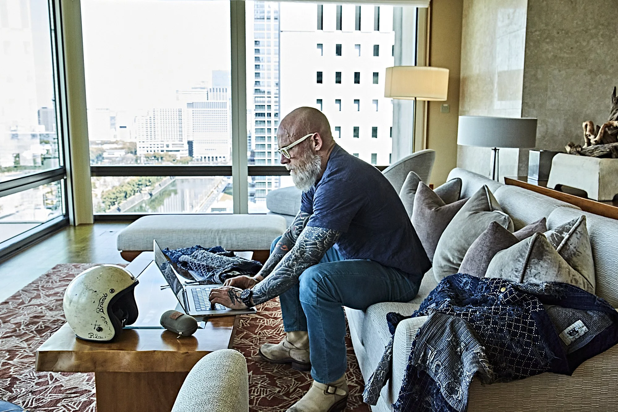 Black Bear Brand OCEAN Blue Distressed Corduroy