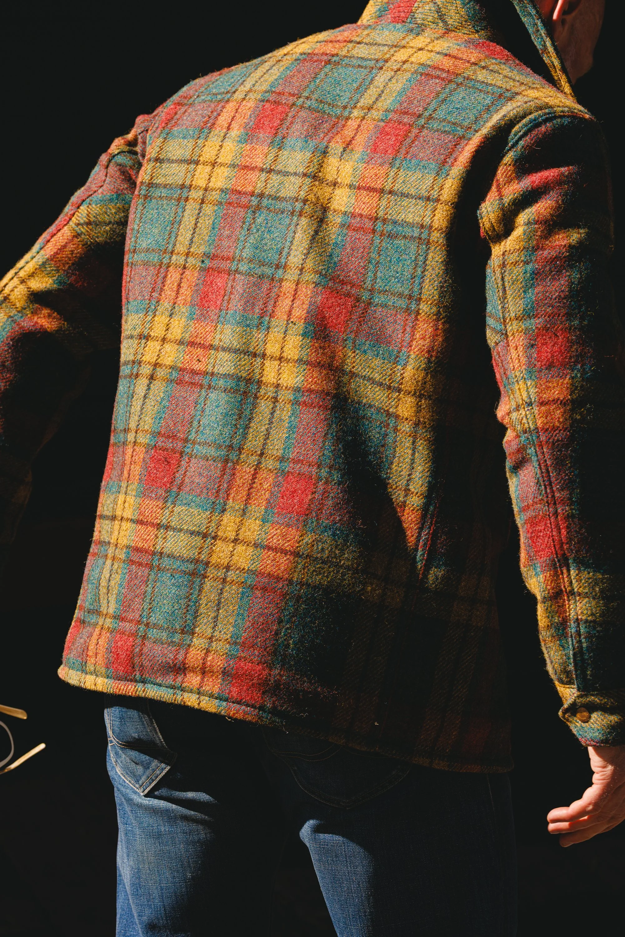 Black Bear Brand MOSS FIRE Harris Tweed Tartan ZIP Coat