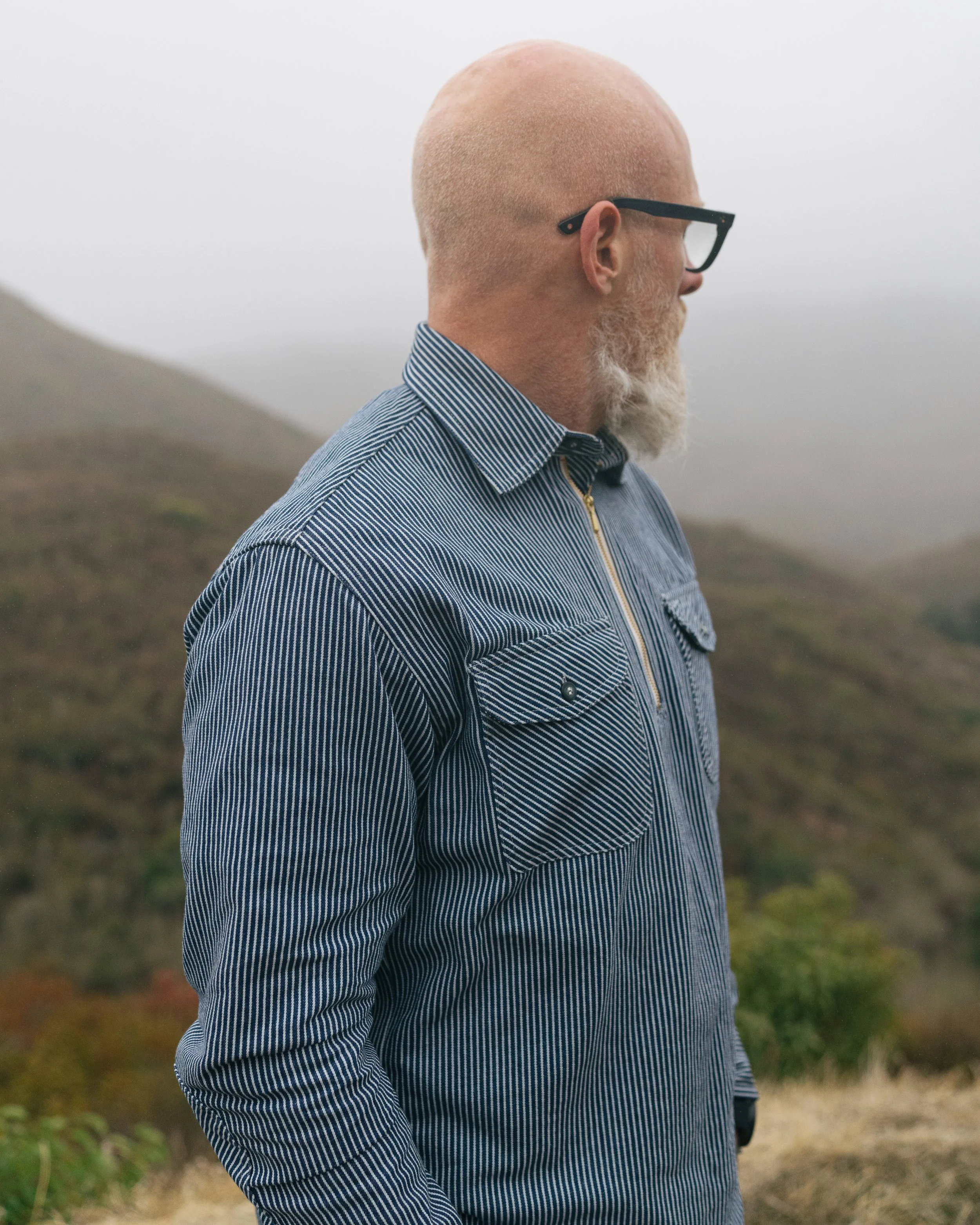 Black Bear Brand ~ (LONG SLEEVE) Hickory Stripe Zip Up POP OVER