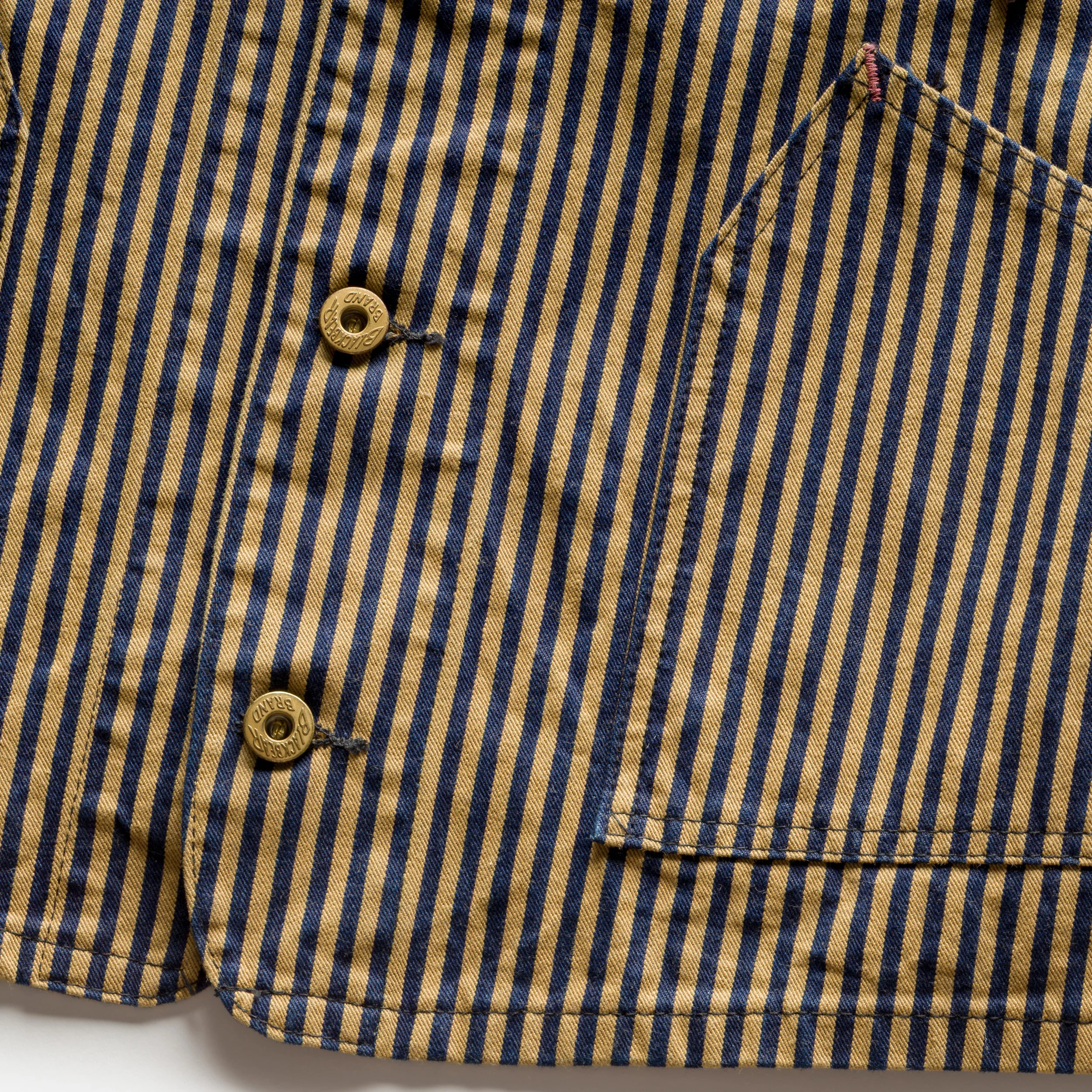 close up details, vintage Black Bear Brand engineer coat (special collaboration with TCB)