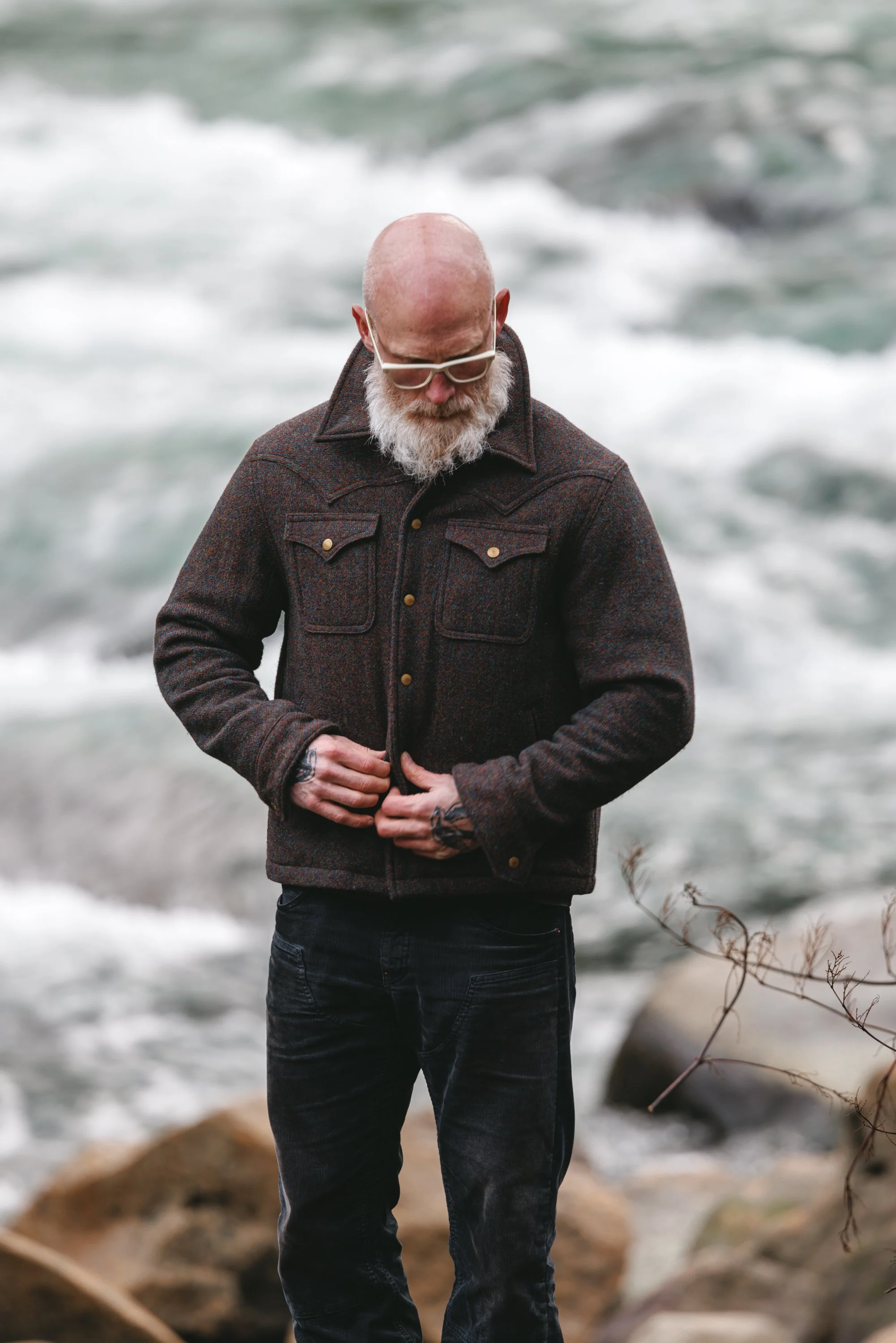 Black Bear Brand - Harris Tweed STONEWALL Western Wool Coat