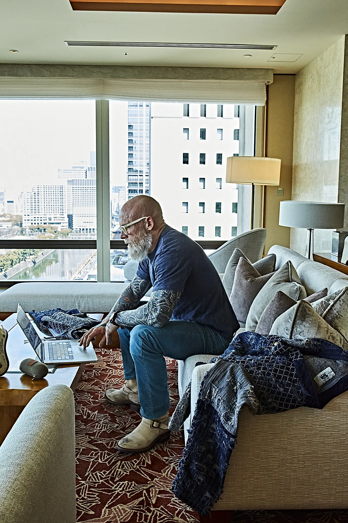 Black Bear Brand OCEAN Blue Distressed Corduroy