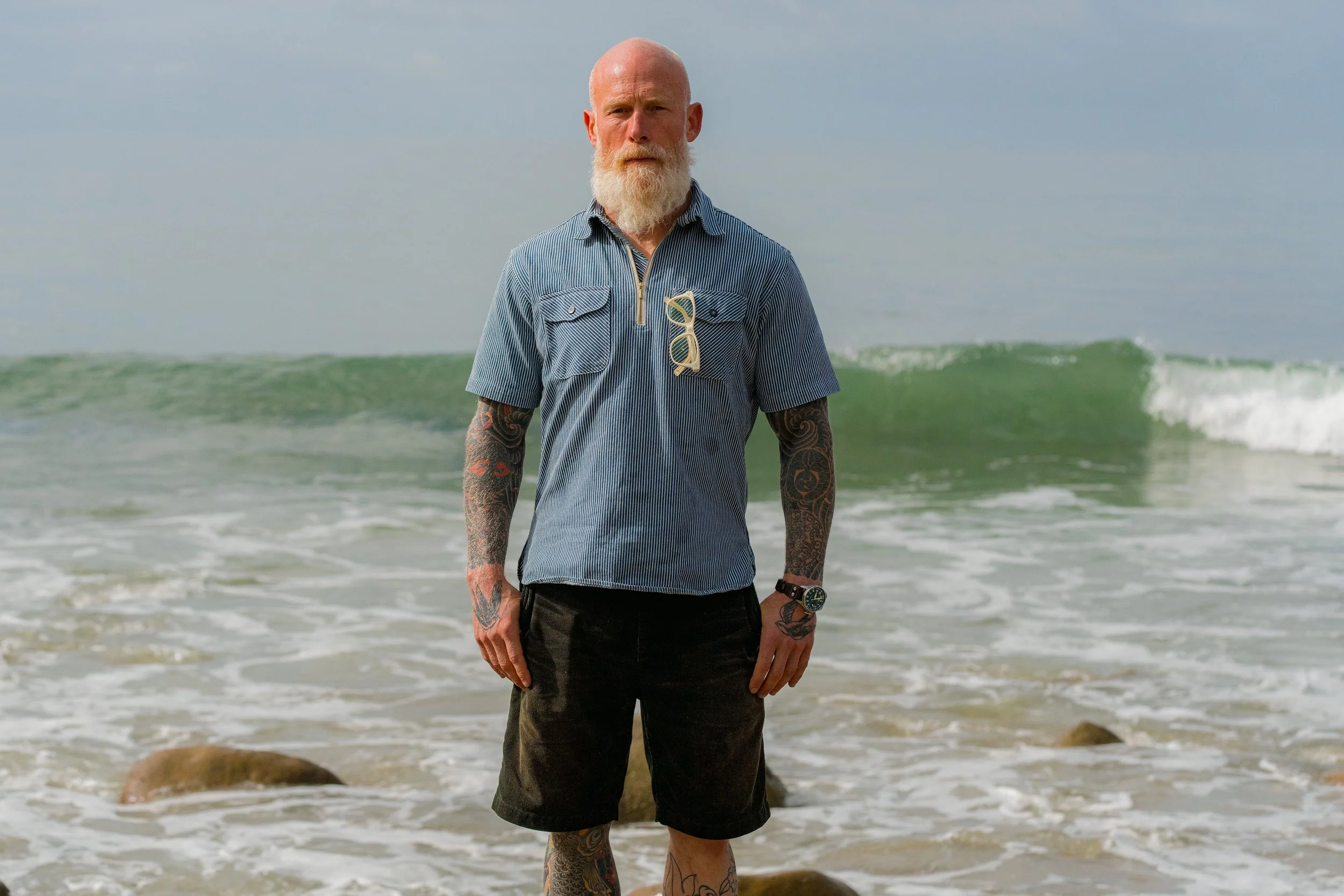 Josh's Distressed Black Bear Brand Corduroy Short
