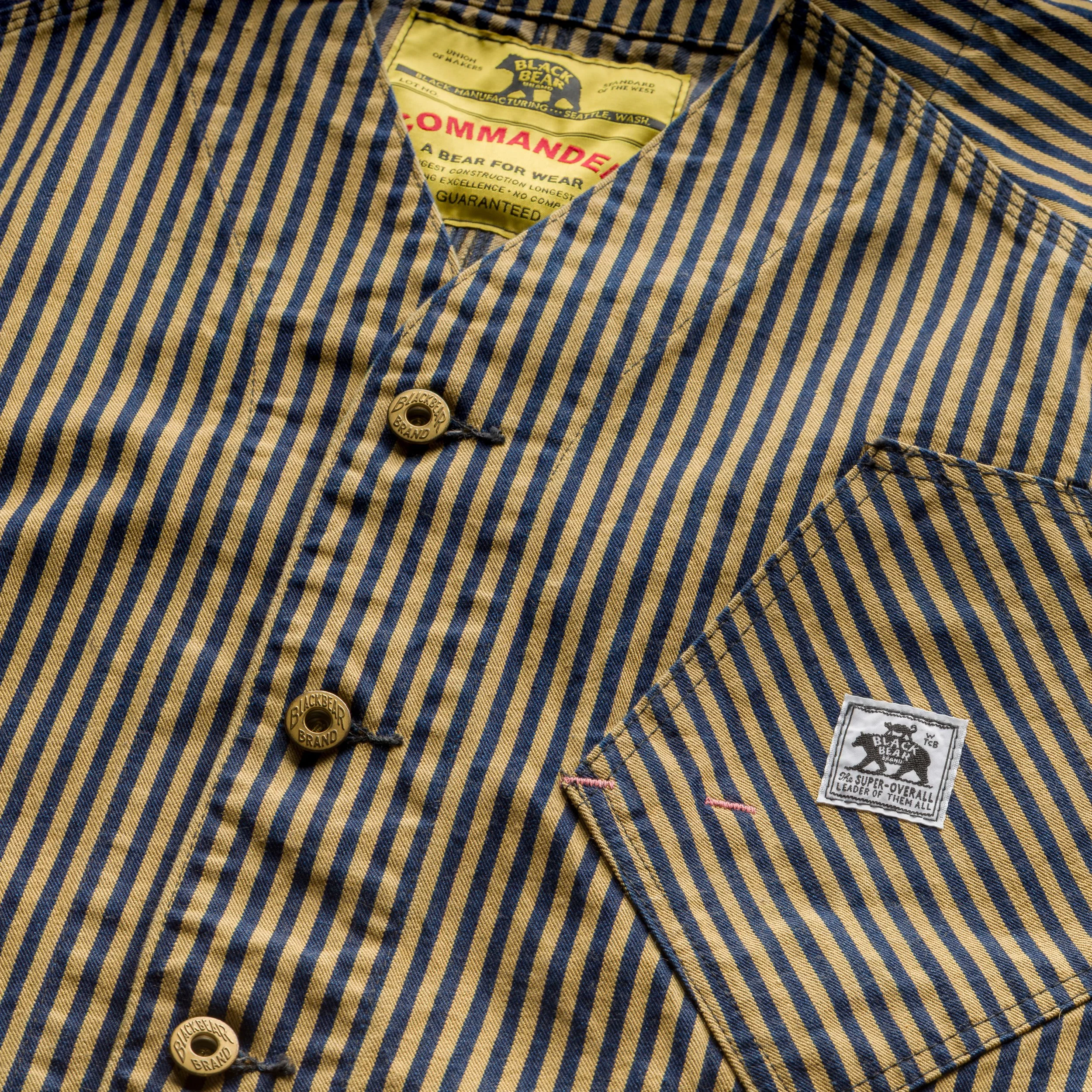 close up details, vintage Black Bear Brand engineer coat (special collaboration with TCB)