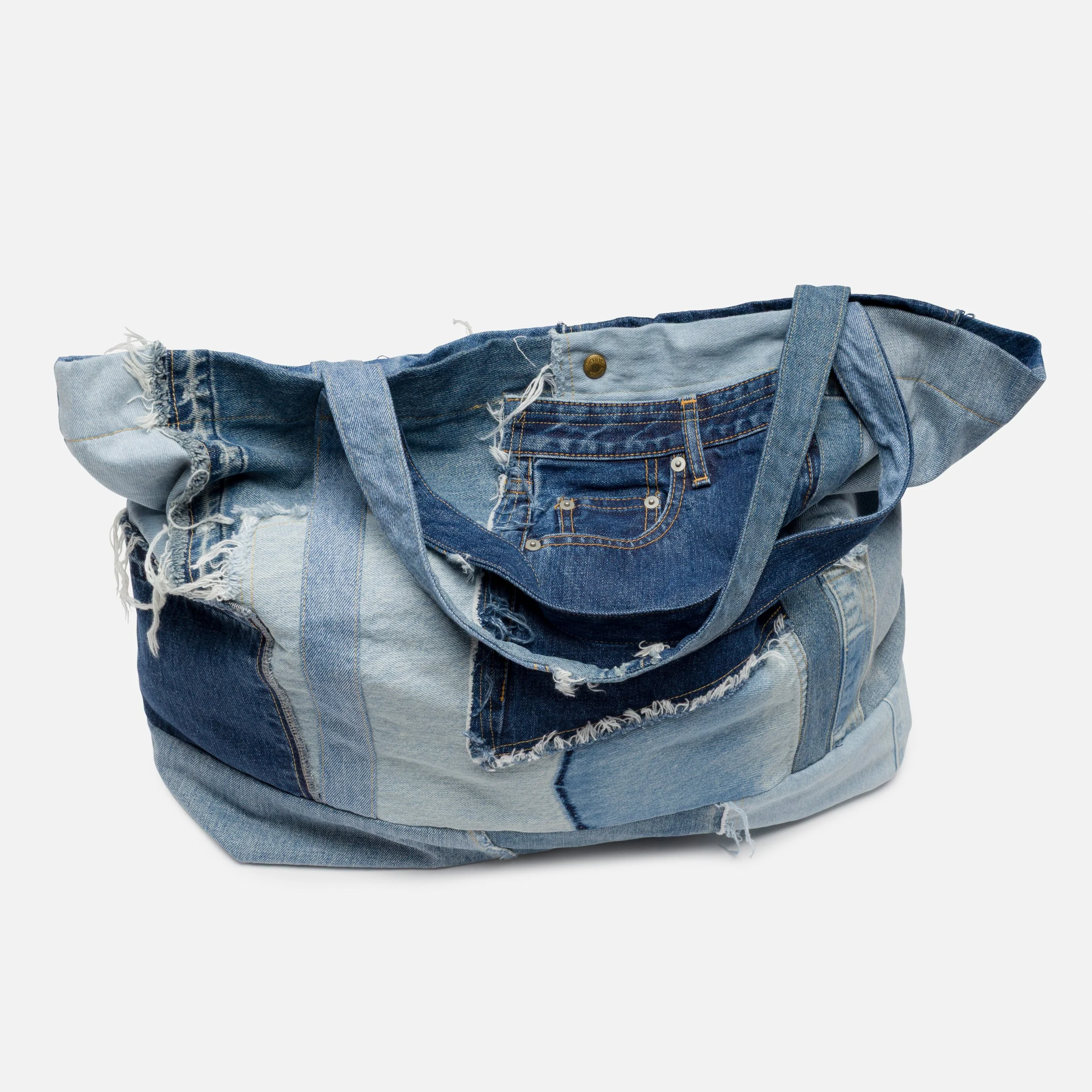 Black Bear Brand Hand Made VINTAGE DENIM Patch/Work Tote