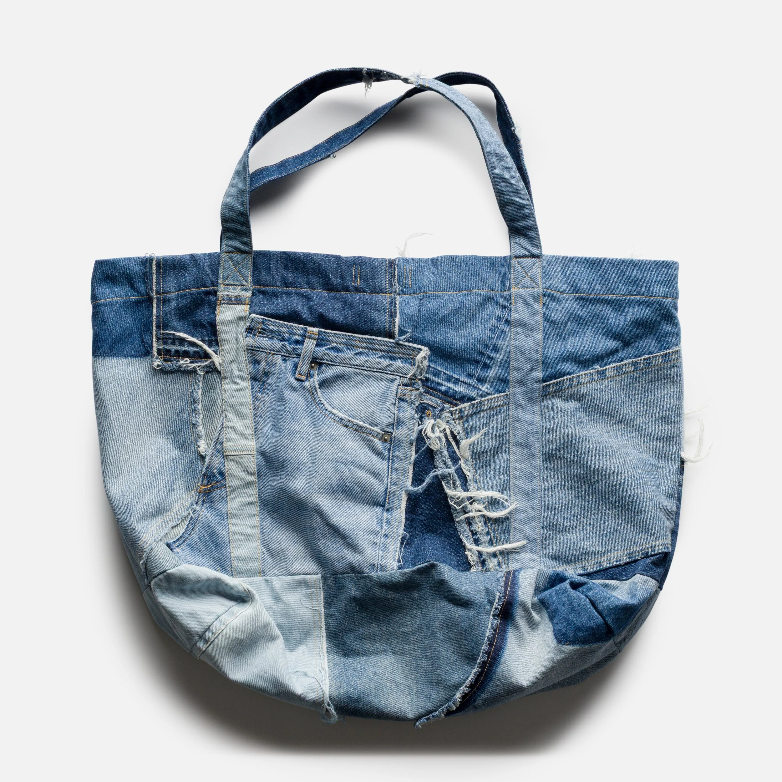 Black Bear Brand Hand Made VINTAGE DENIM Patch/Work Tote