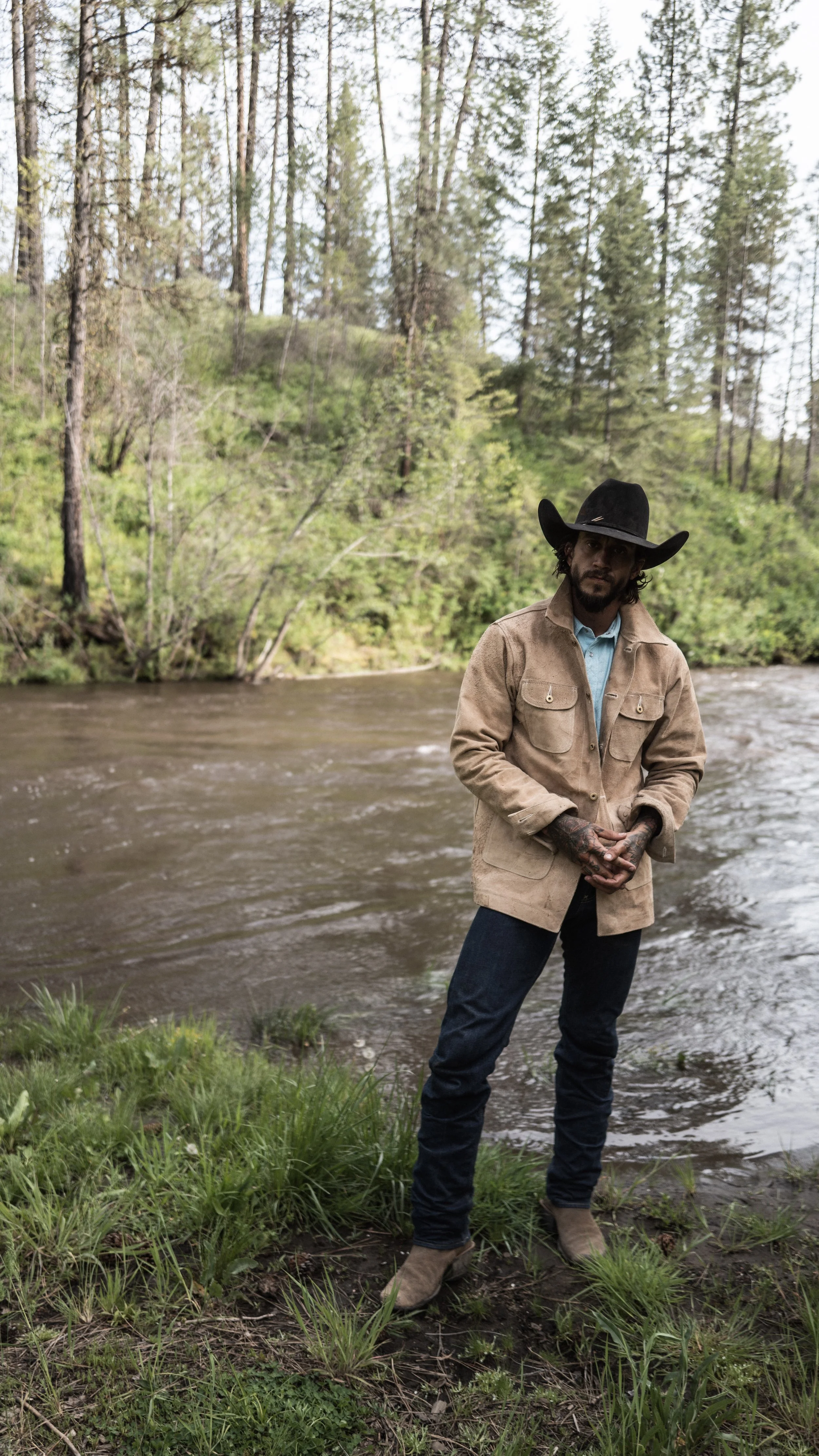 Black Bear Brand - Aged IVORY ROUGH-OUT Chore Coat (his & hers chore coat collection)