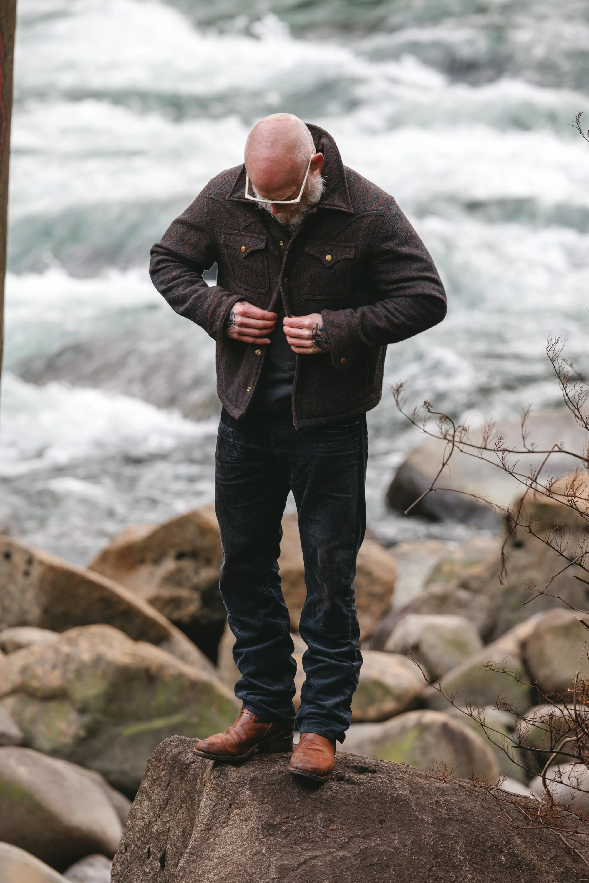 Black Bear Brand - Harris Tweed STONEWALL Western Wool Coat