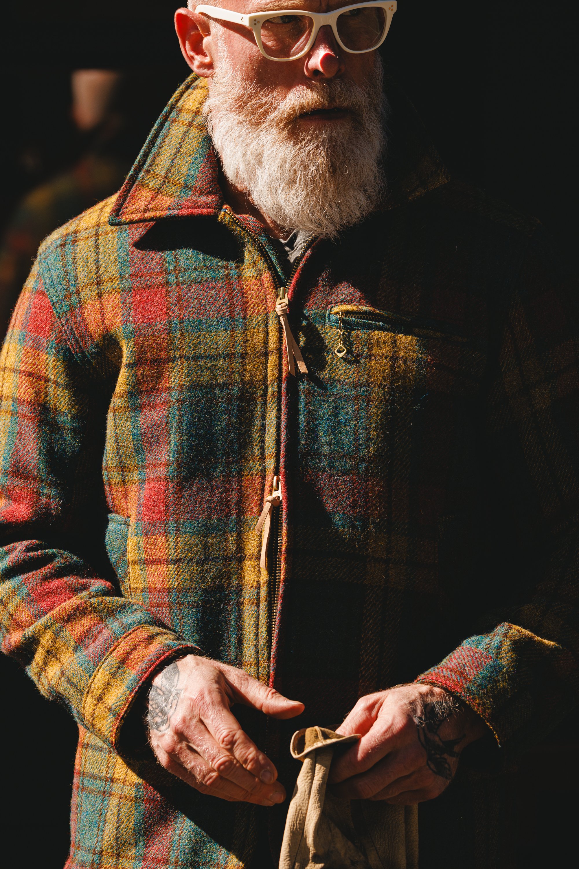Black Bear Brand MOSS FIRE Harris Tweed Tartan ZIP Coat
