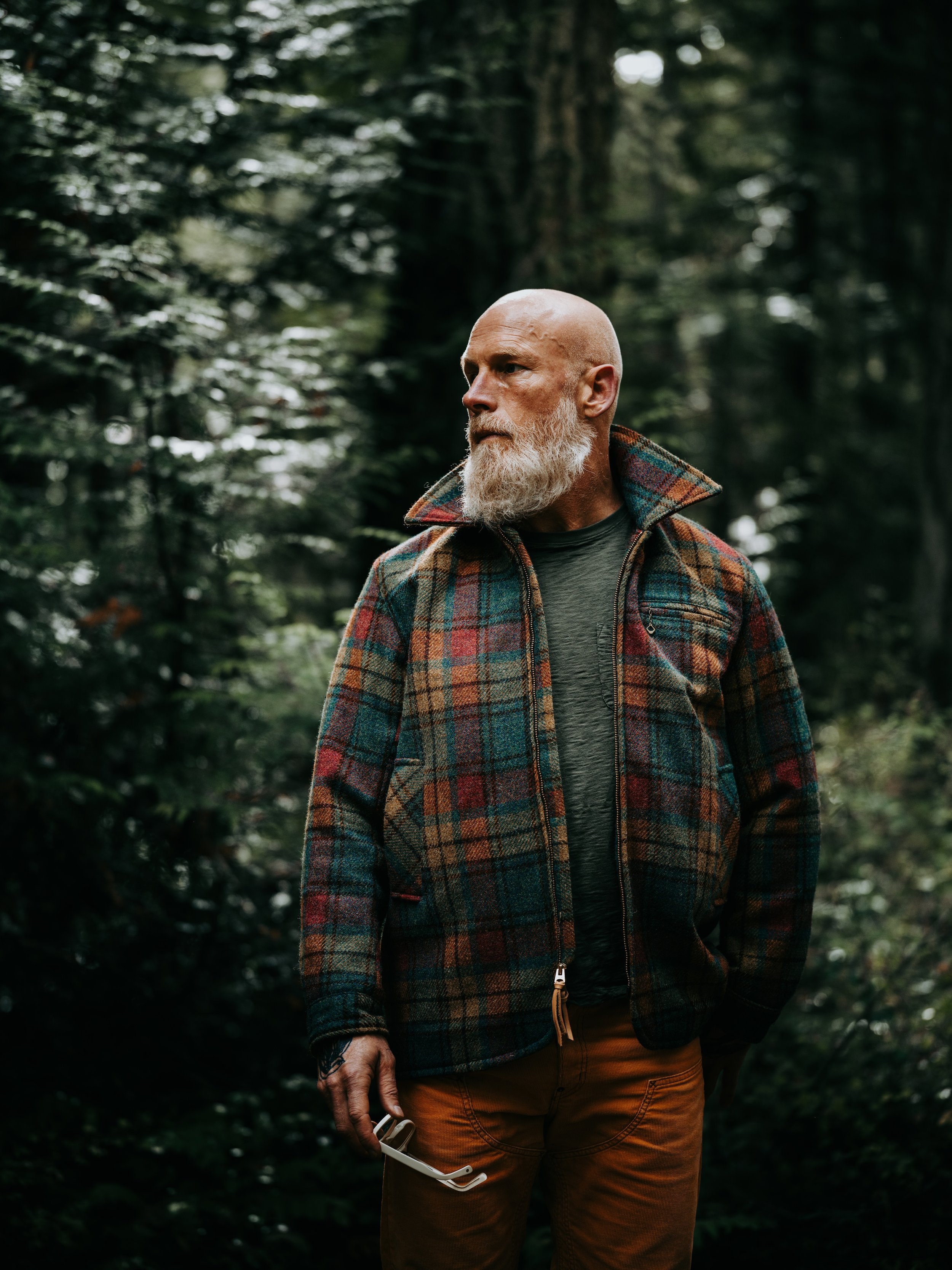 Black Bear Brand MOSS FIRE Harris Tweed Tartan ZIP Coat (hand woven Harris Tweed)