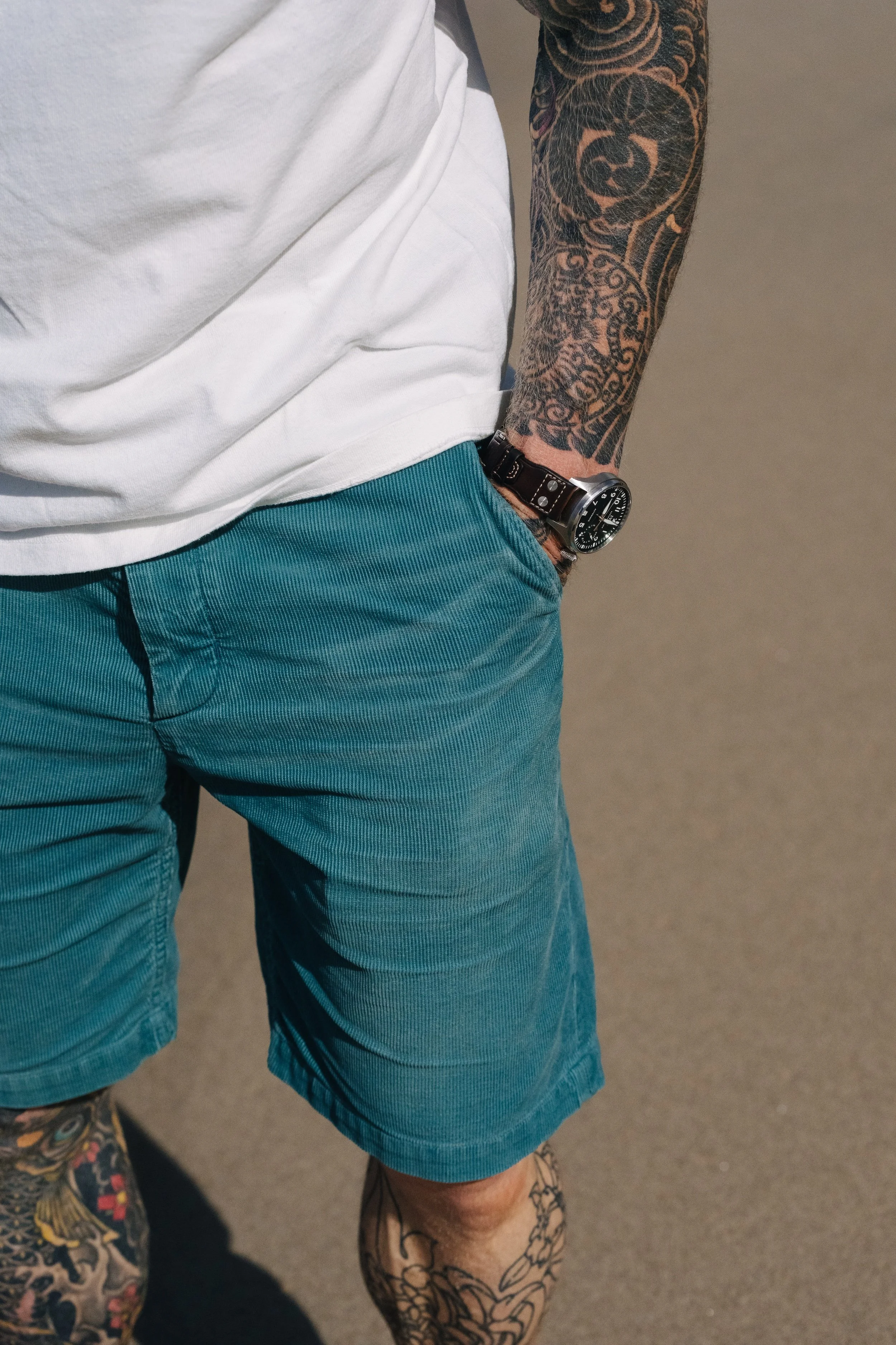 Josh's Distressed Black Bear Brand Corduroy Short