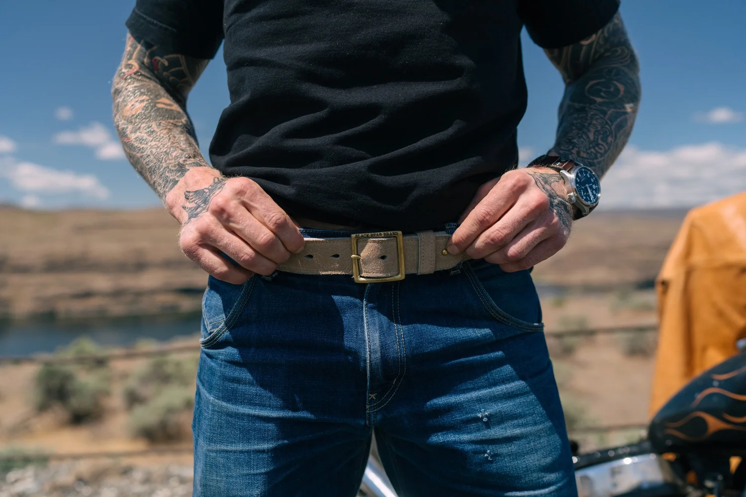 Rough-Out Vintage IVORY & Brass - Black Bear Brand Horween 