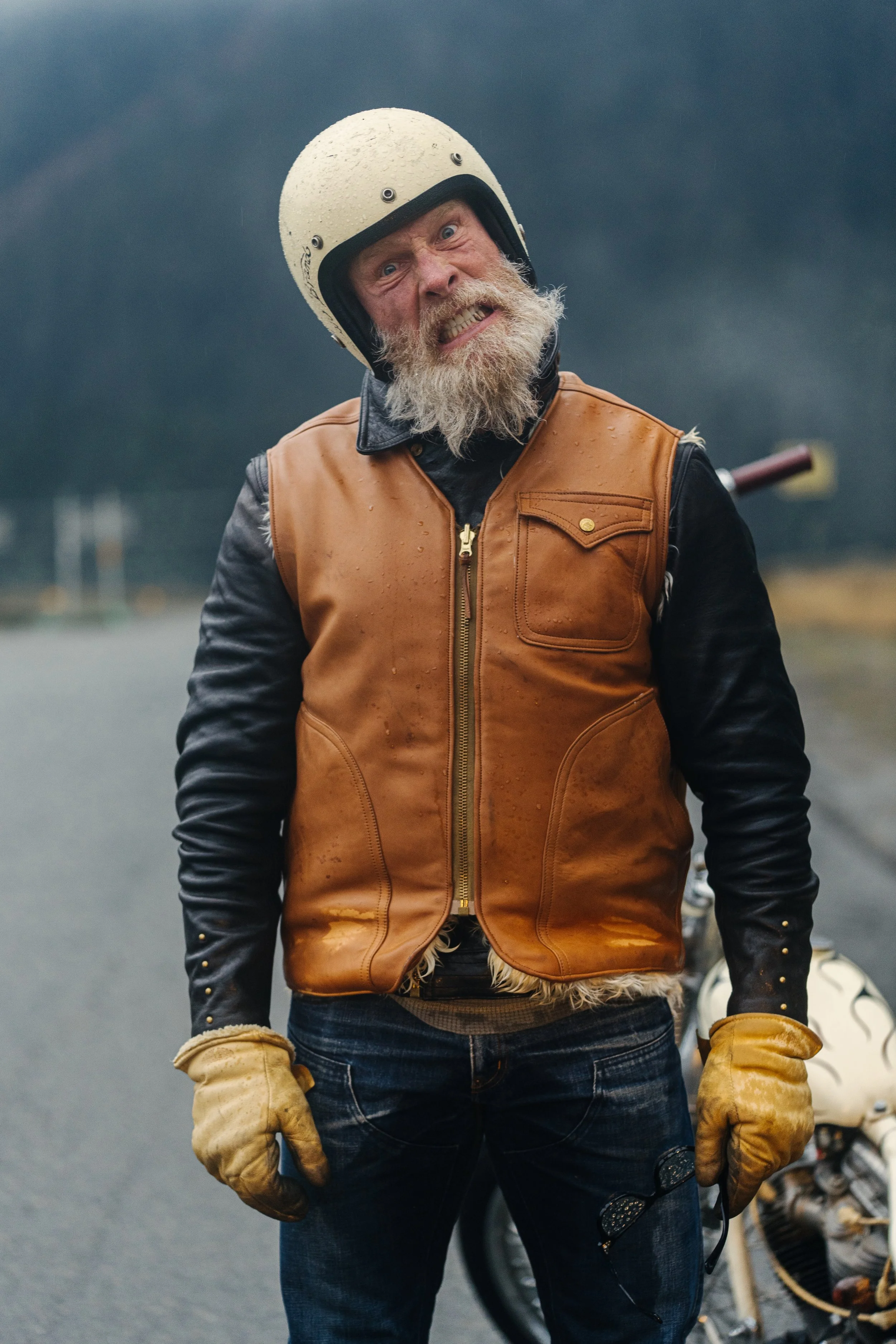 Northern Dream vest and Leathertogs jacket cascade rain ride8.jpg