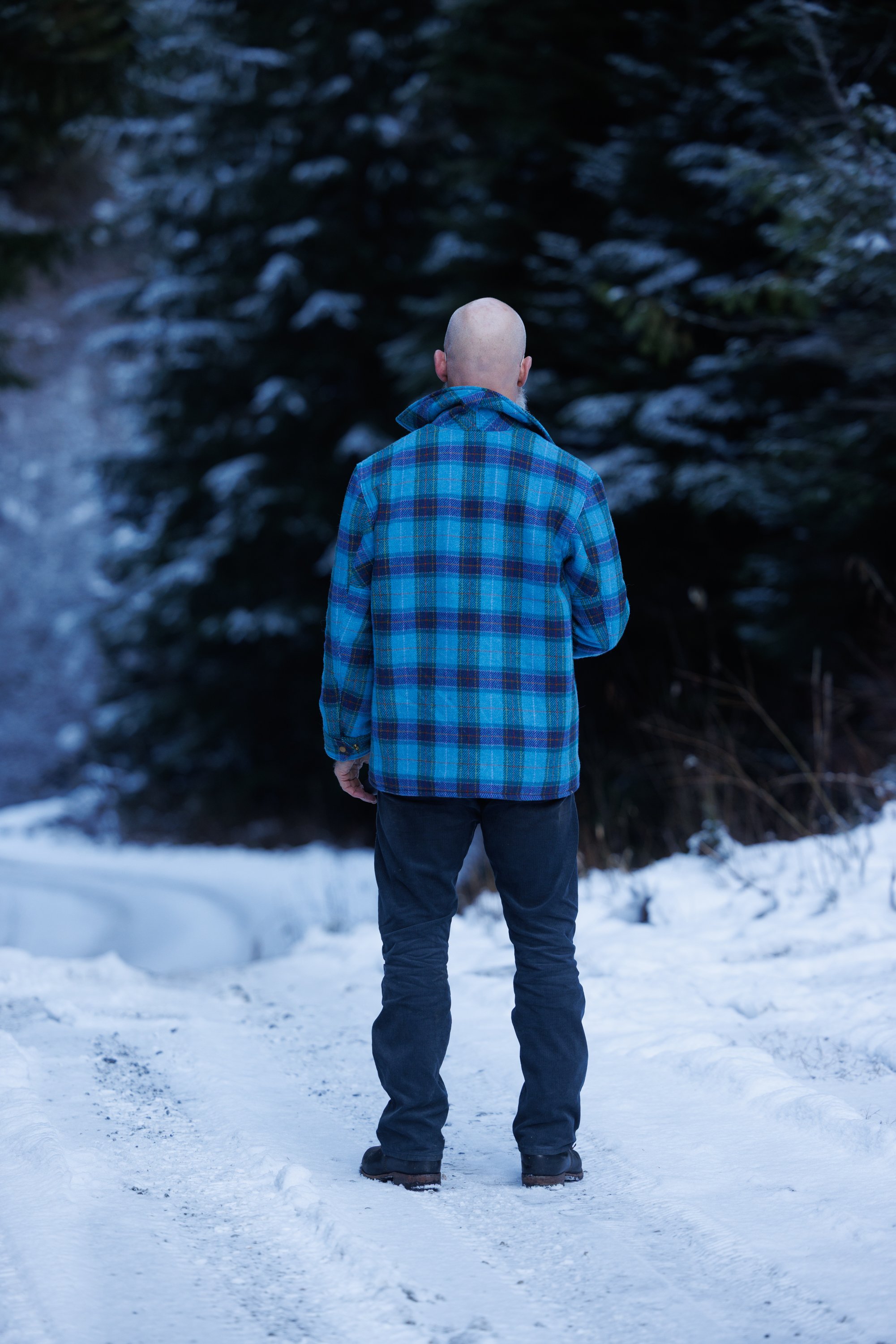 Black Bear Brand SKY BLUE Harris Tweed Tartan ZIP Coat (hand woven Harris Tweed)