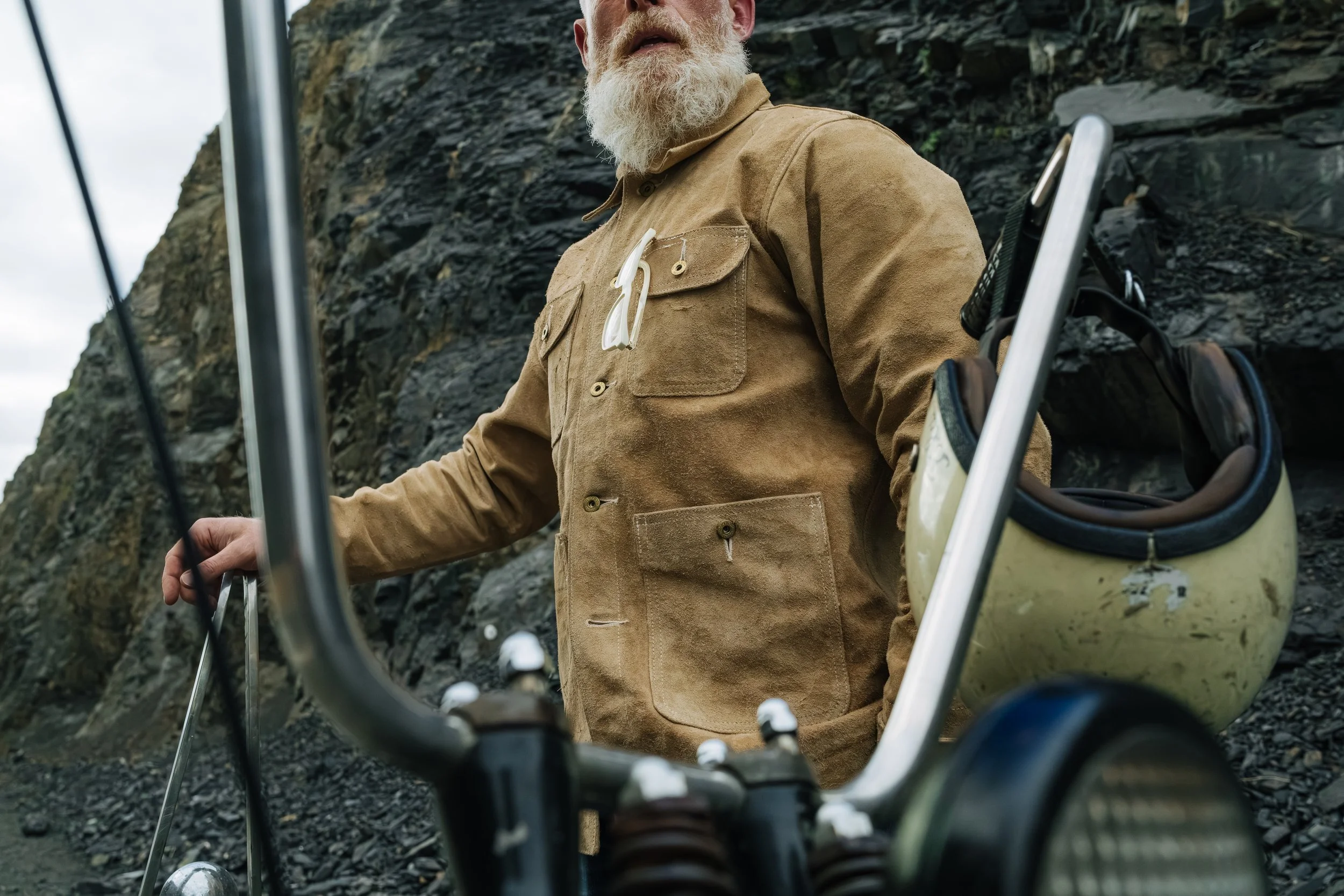 Black Bear Brand - Aged IVORY ROUGH-OUT Chore Coat (his & hers chore coat collection)