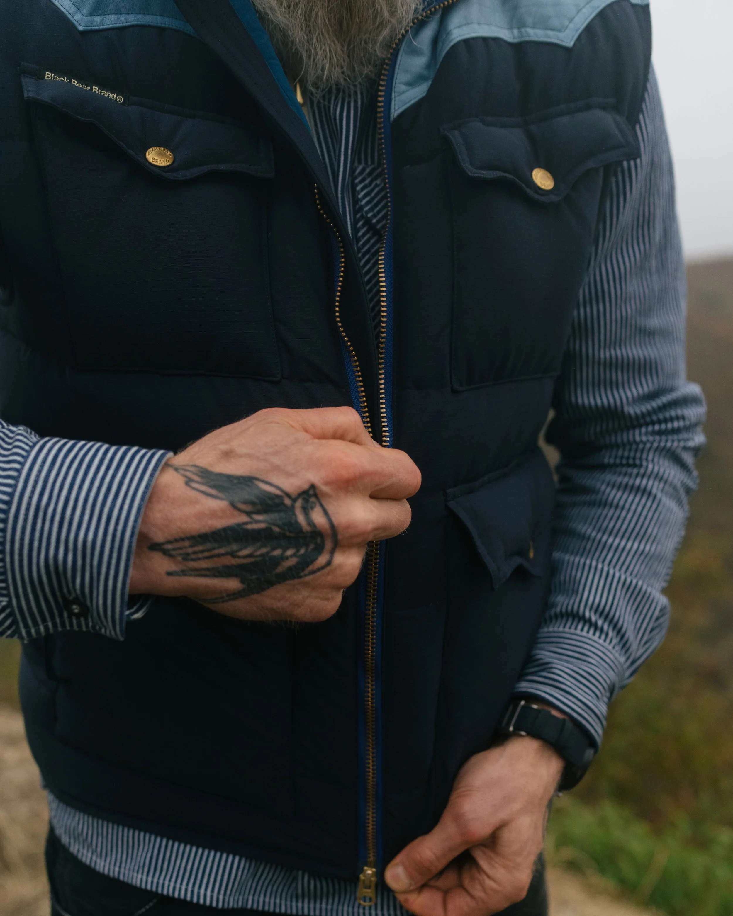 Black Bear Brand ~ (LONG SLEEVE) Hickory Stripe Zip Up POP OVER