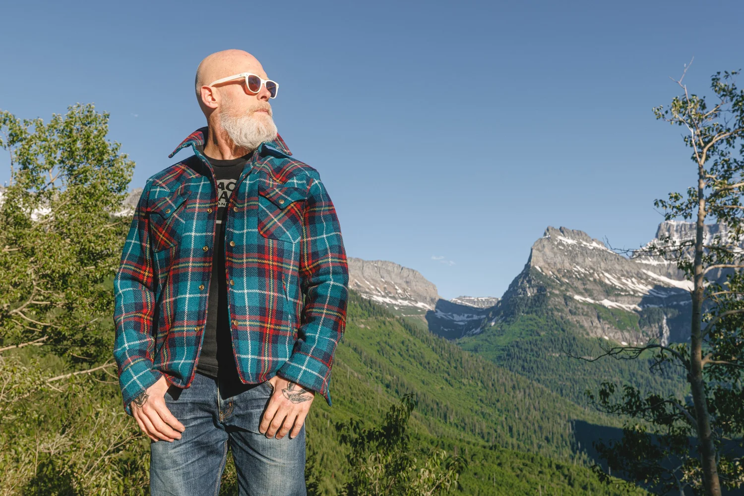 Harris Tweed Psychedelic BLUE Tartan WOOL Western Jacket (with  