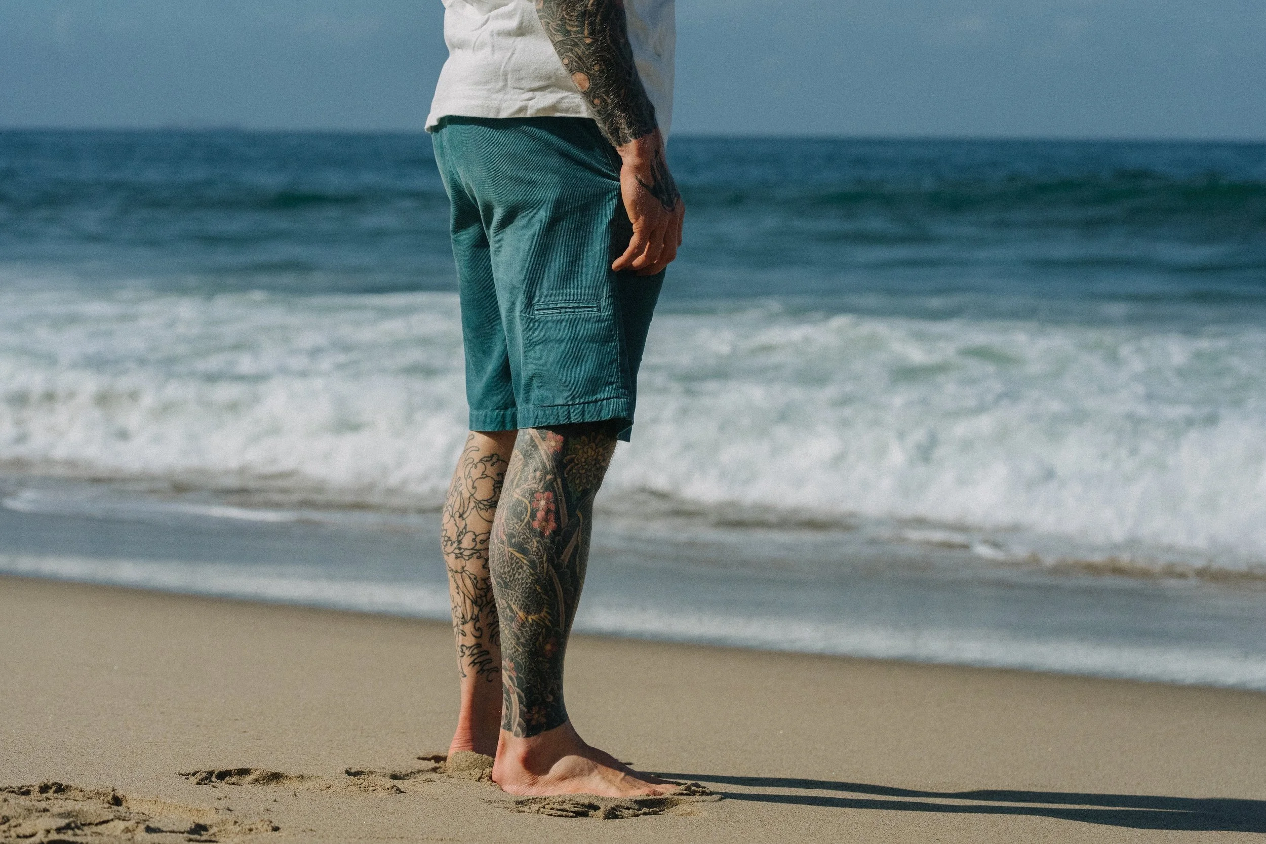 Josh's Distressed Black Bear Brand Corduroy Short