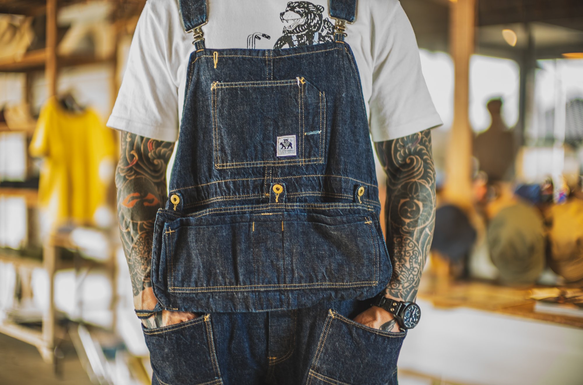 Limited Edition BEAR Tee - Black Bear Brand... TCB "Psycho" Bear... Overalls!