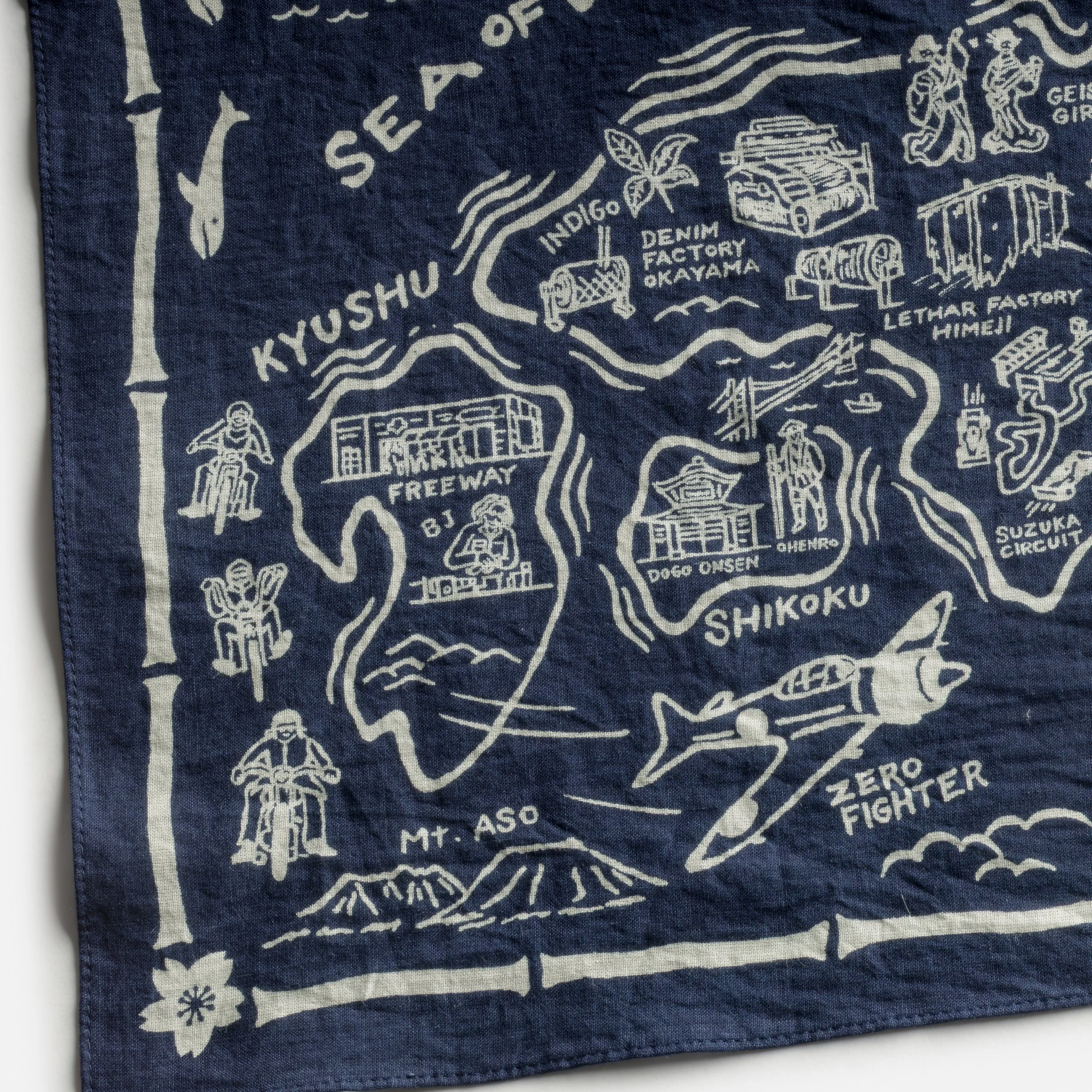 the Black Bear Brand My Japan (indigo) - Print Cotton Bandana