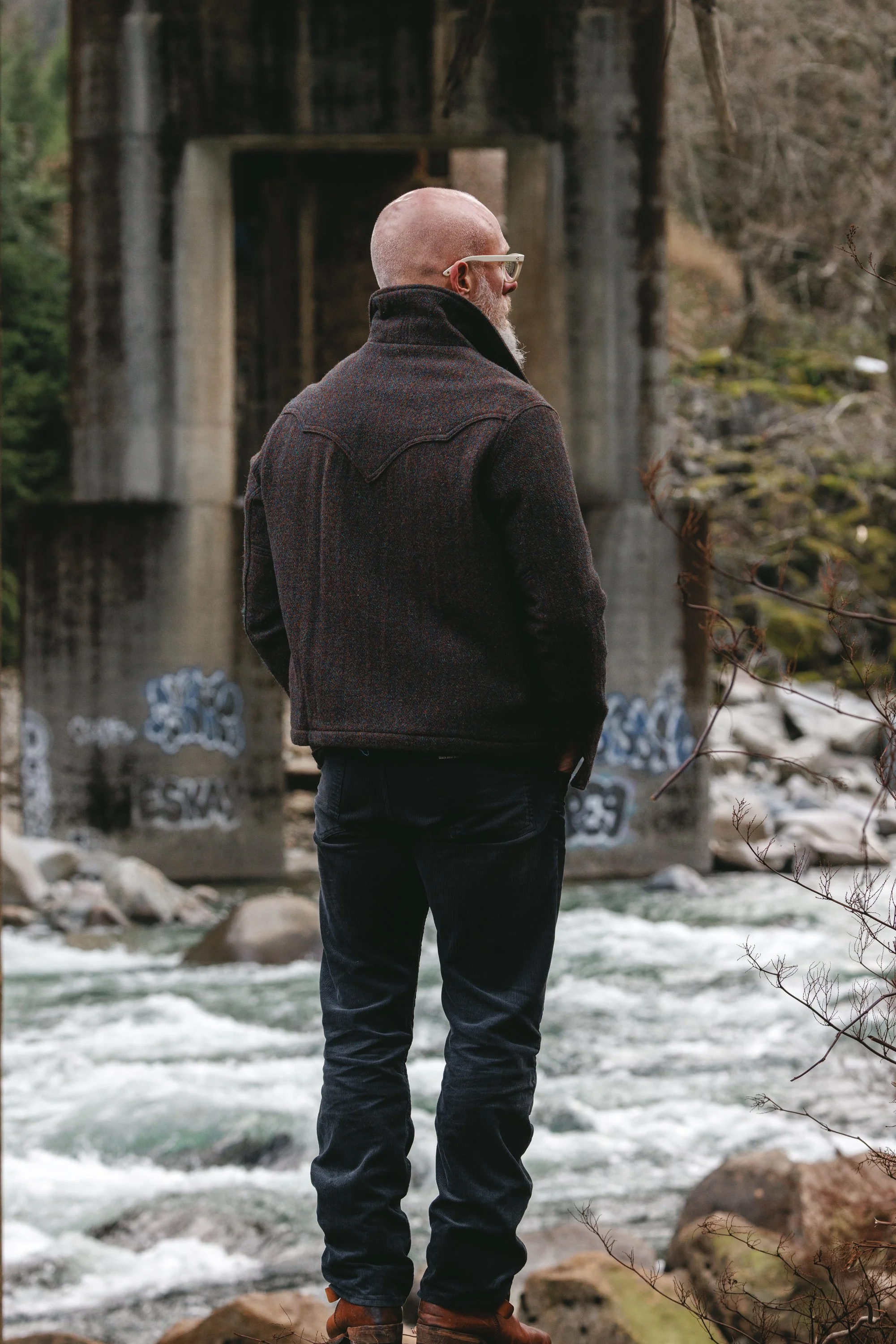 Black Bear Brand - Harris Tweed STONEWALL Western Wool Coat
