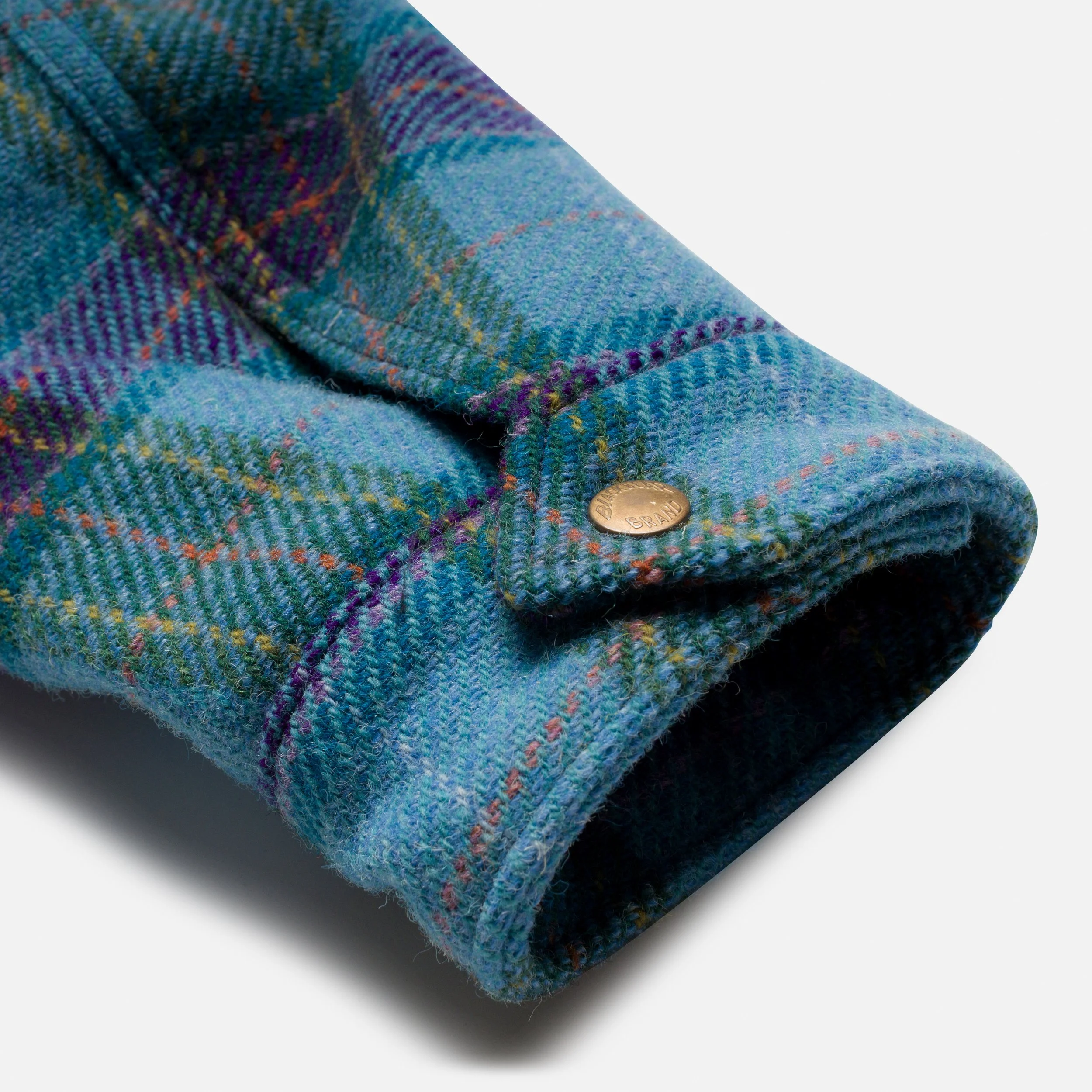 Harris Tweed SKY BLUE Tartan WOOL Zip Coat